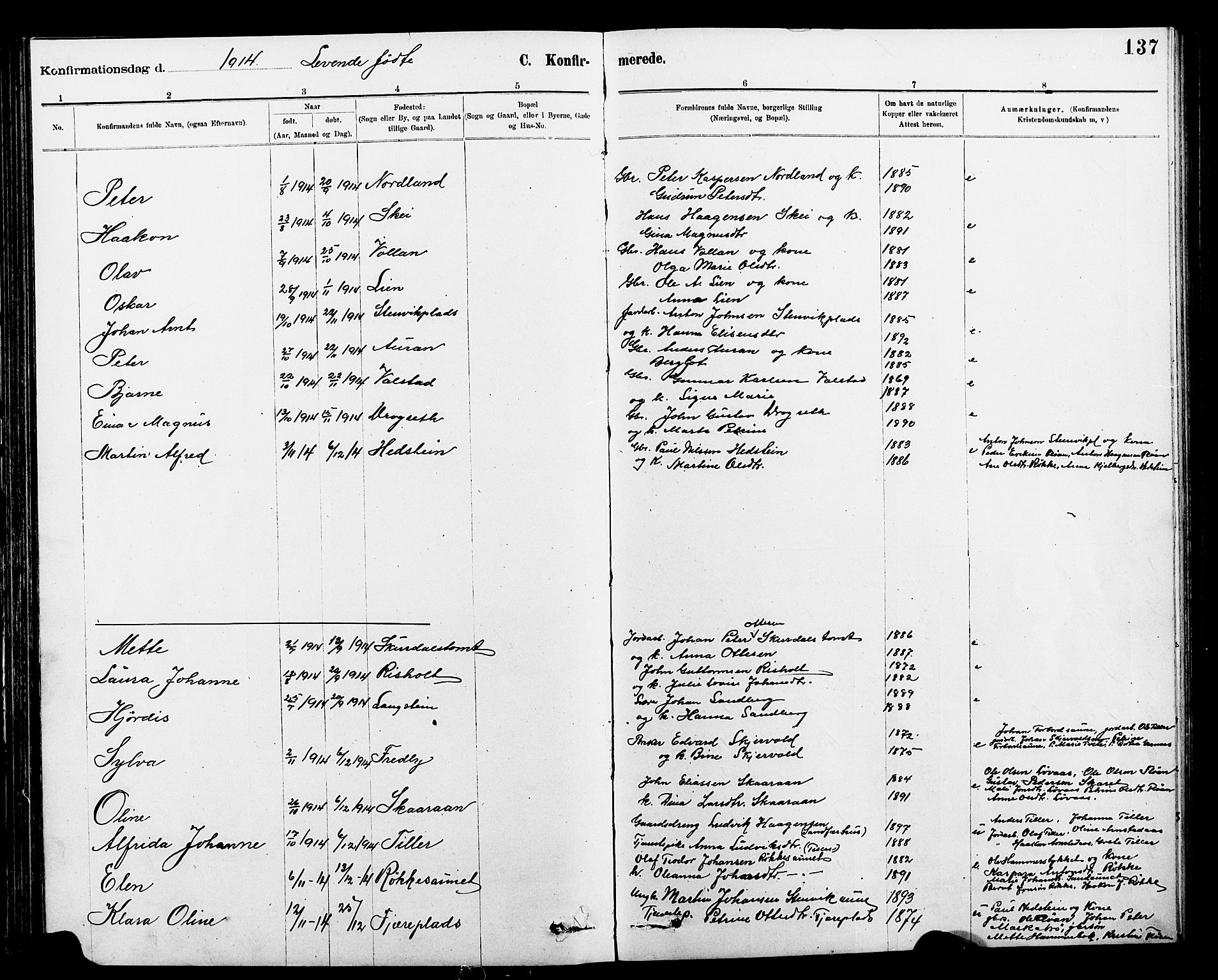 Ministerialprotokoller, klokkerbøker og fødselsregistre - Nord-Trøndelag, SAT/A-1458/712/L0103: Klokkerbok nr. 712C01, 1878-1917, s. 137