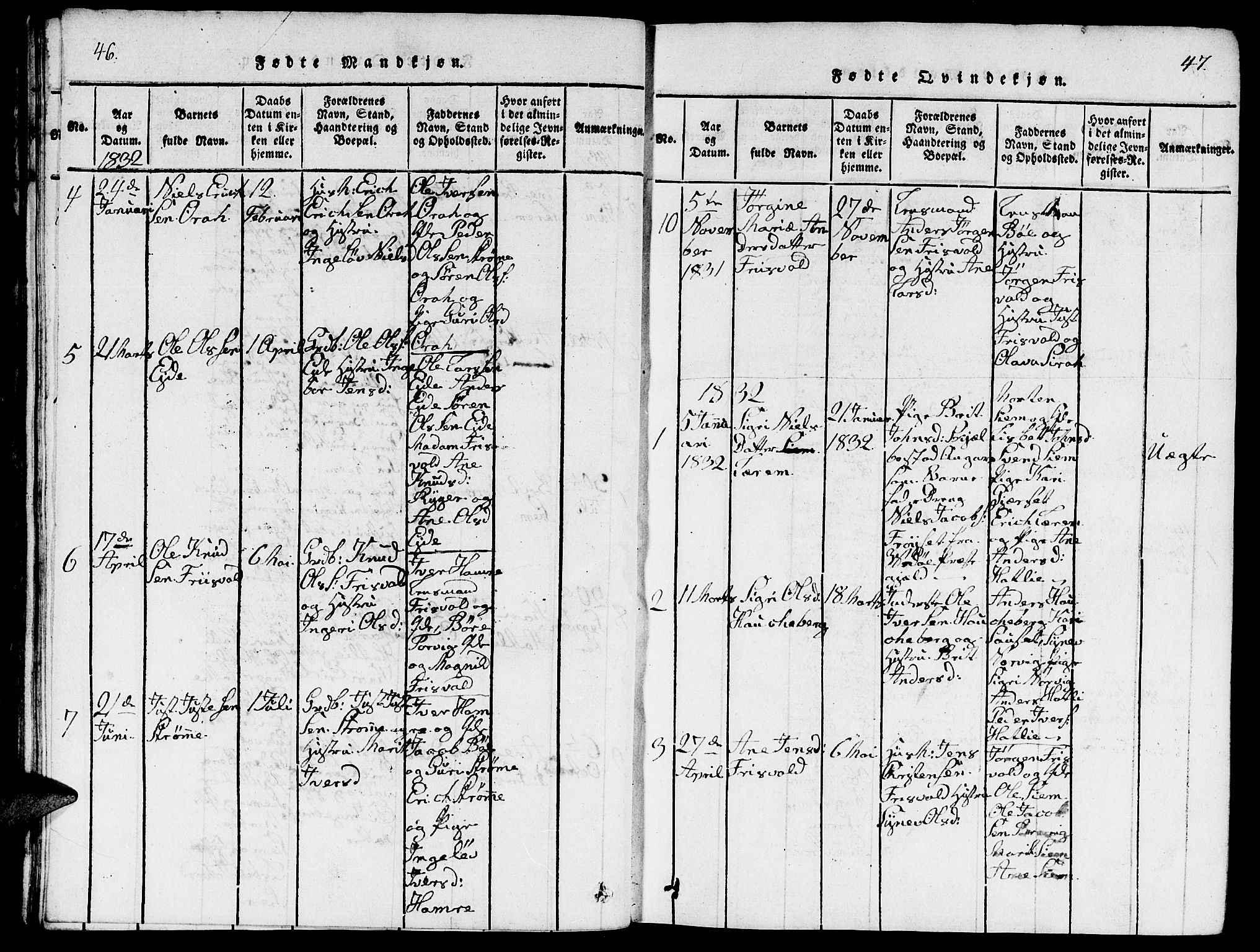 Ministerialprotokoller, klokkerbøker og fødselsregistre - Møre og Romsdal, AV/SAT-A-1454/542/L0558: Klokkerbok nr. 542C01, 1818-1836, s. 46-47