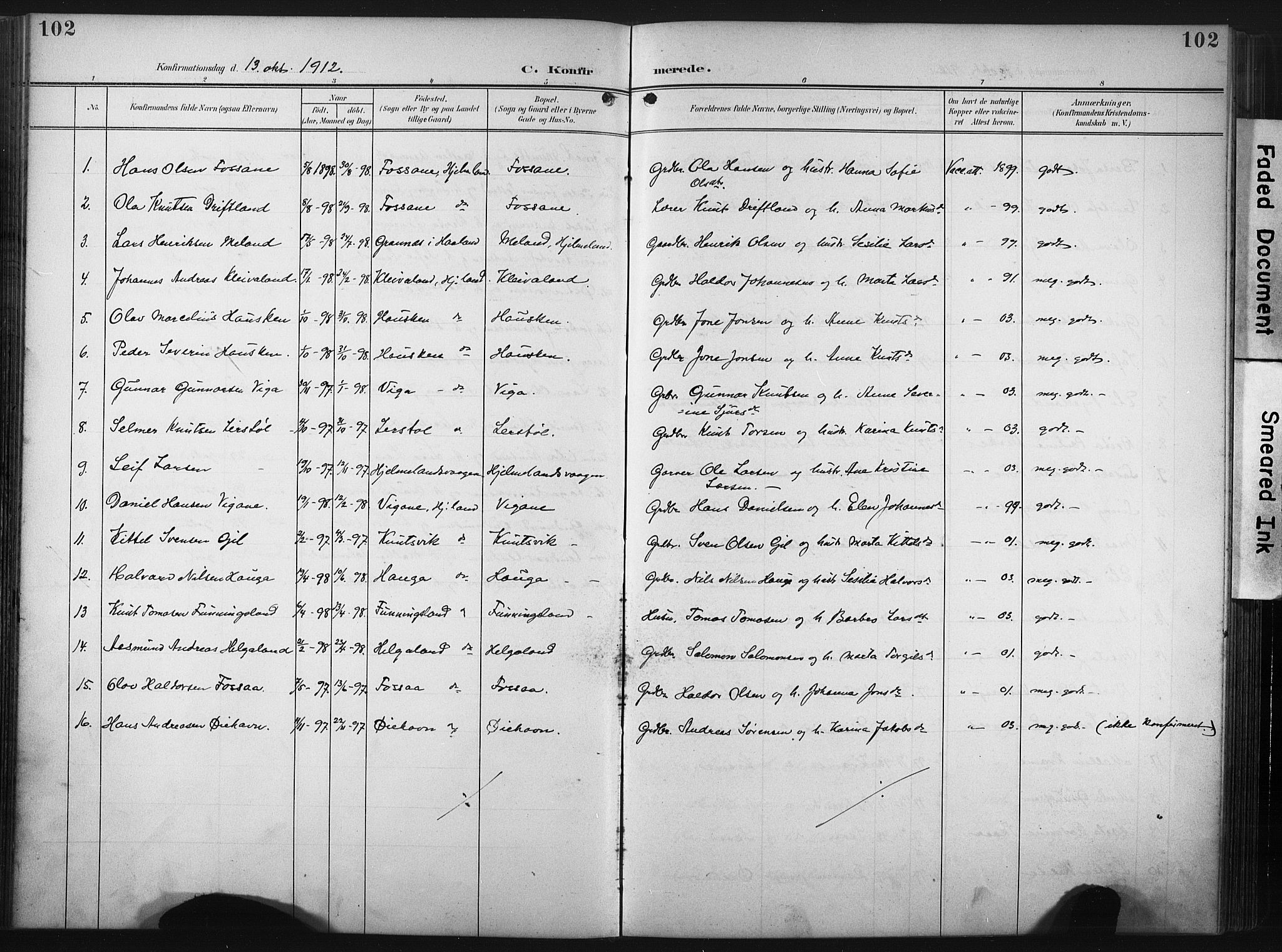 Hjelmeland sokneprestkontor, AV/SAST-A-101843/02/A/L0002: Ministerialbok nr. A 17, 1901-1916, s. 102