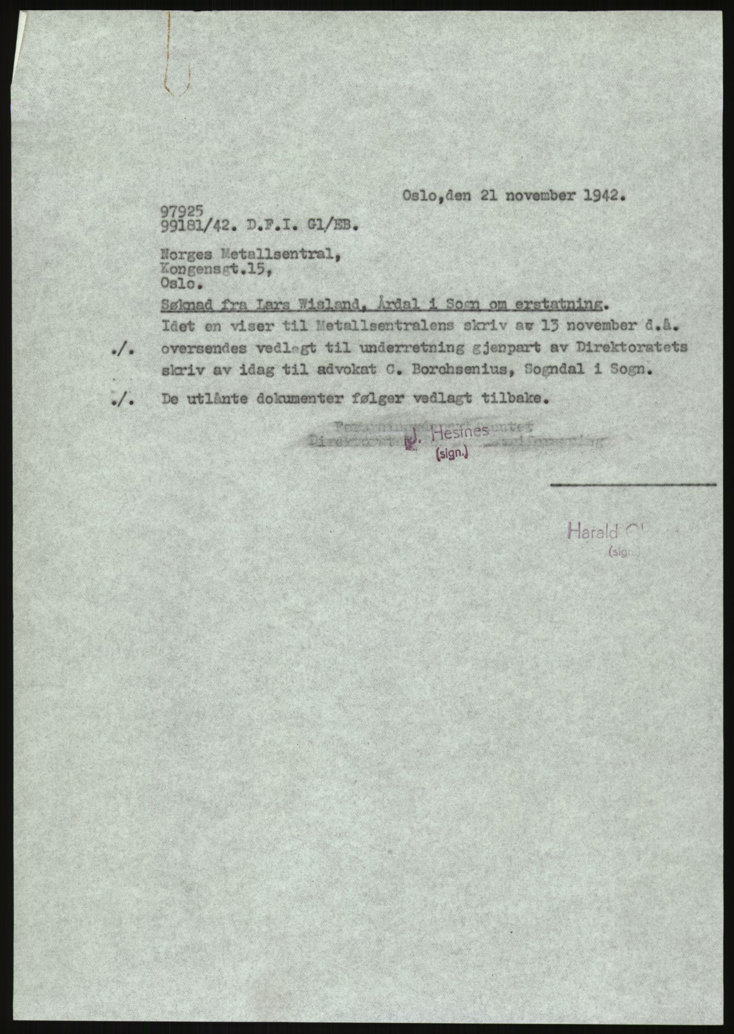 Direktoratet for industriforsyning, Sekretariatet, AV/RA-S-4153/D/Df/L0054: 9. Metallkontoret, 1940-1945, s. 1717