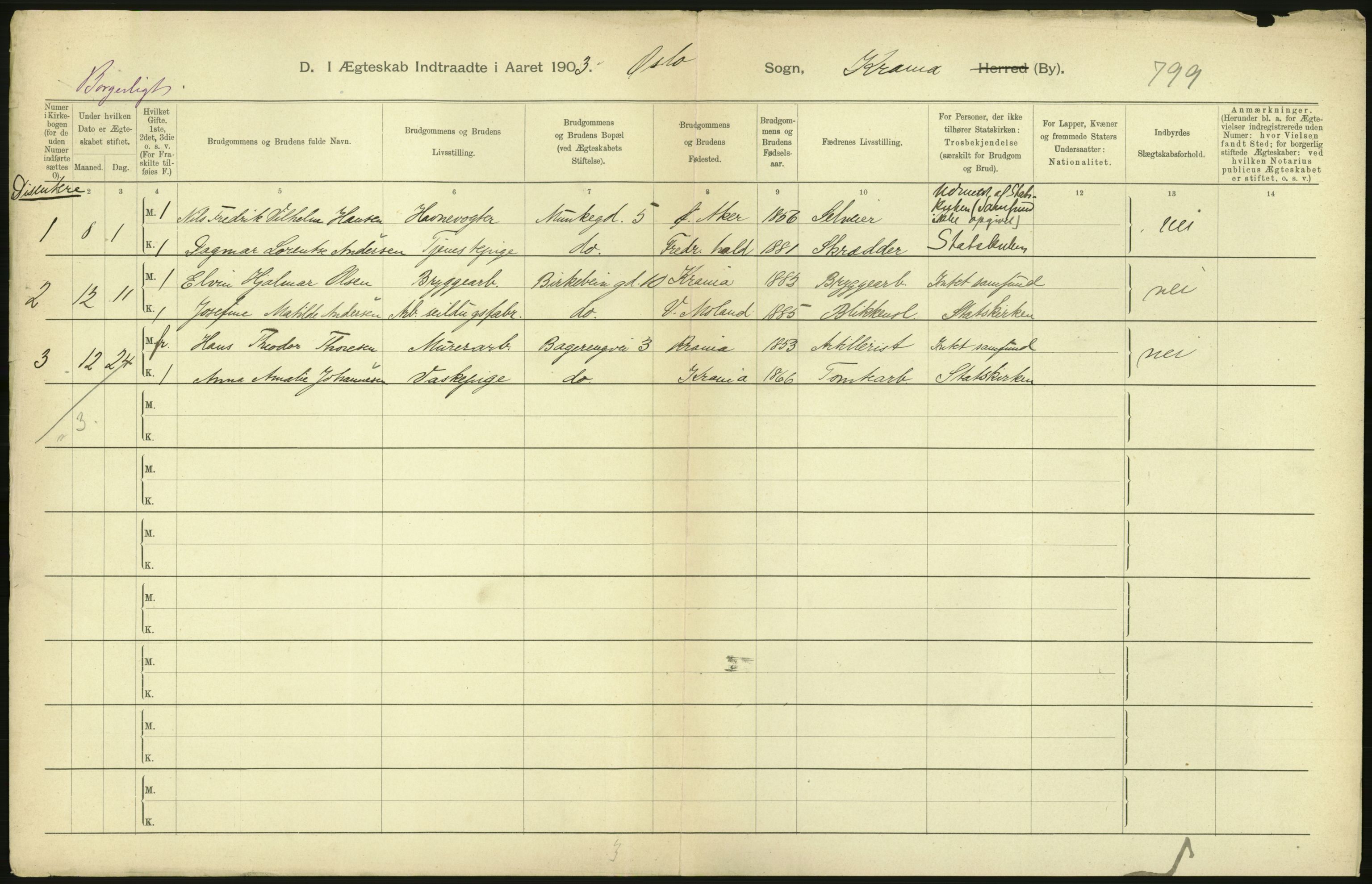 Statistisk sentralbyrå, Sosiodemografiske emner, Befolkning, AV/RA-S-2228/D/Df/Dfa/Dfaa/L0004: Kristiania: Gifte, døde, 1903, s. 538