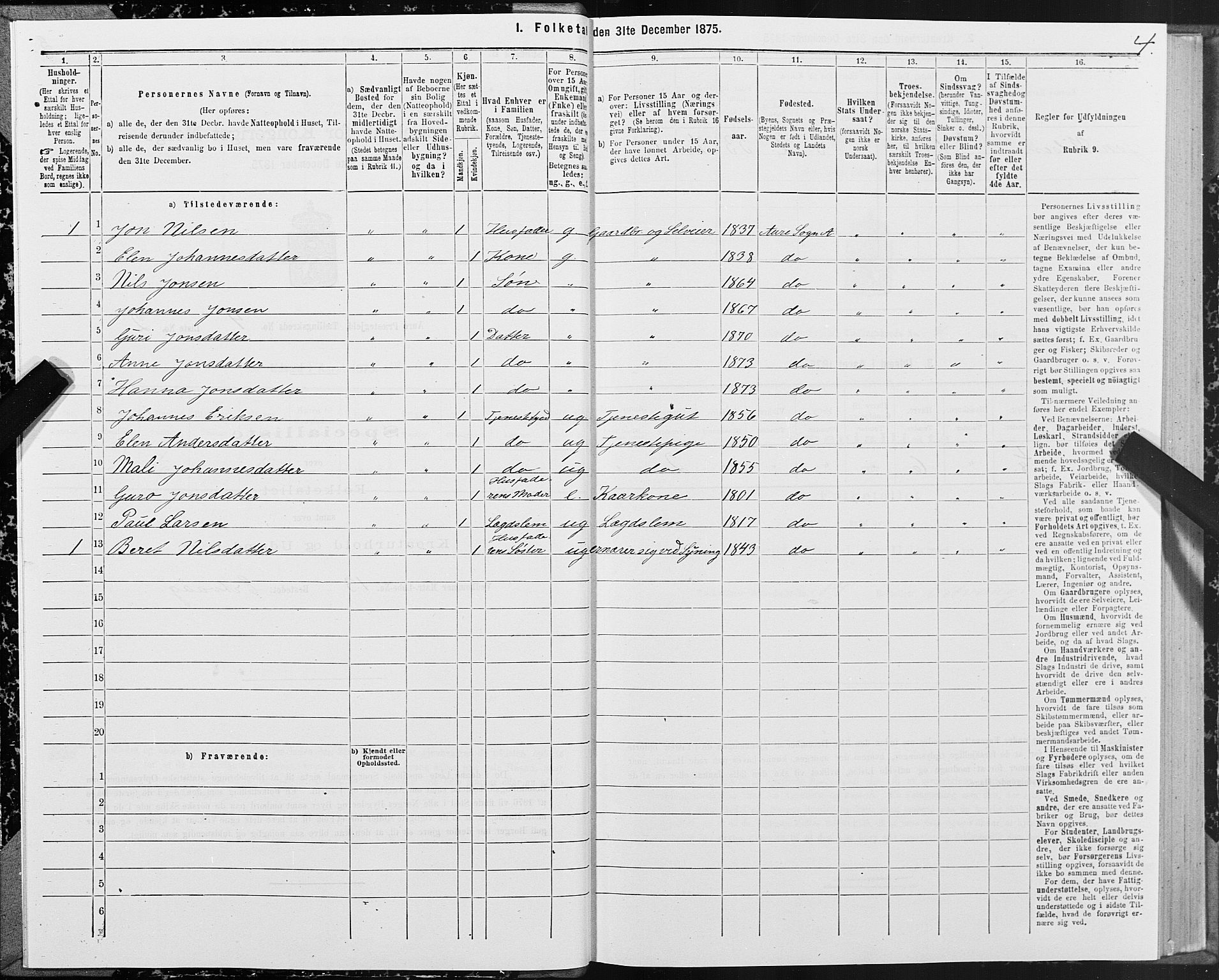 SAT, Folketelling 1875 for 1569P Aure prestegjeld, 1875, s. 4004