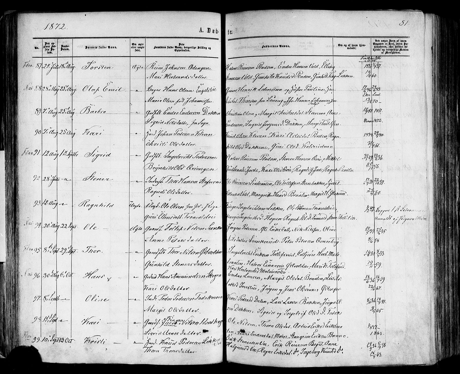 Nes kirkebøker, SAKO/A-236/F/Fa/L0010: Ministerialbok nr. 10, 1864-1880, s. 81