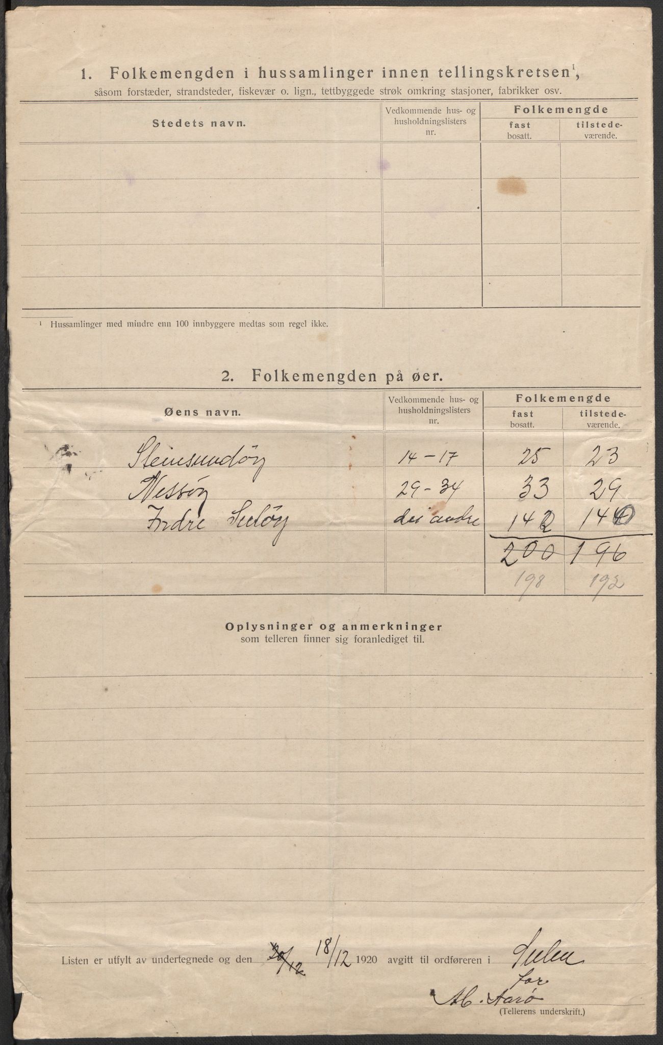 SAB, Folketelling 1920 for 1412 Solund herred, 1920, s. 25