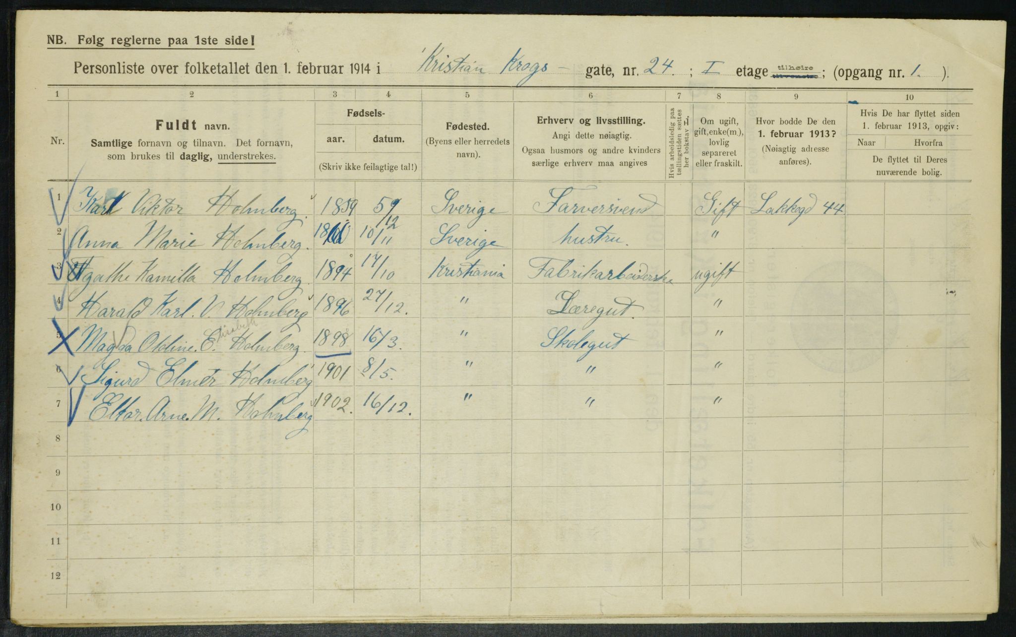 OBA, Kommunal folketelling 1.2.1914 for Kristiania, 1914, s. 12035