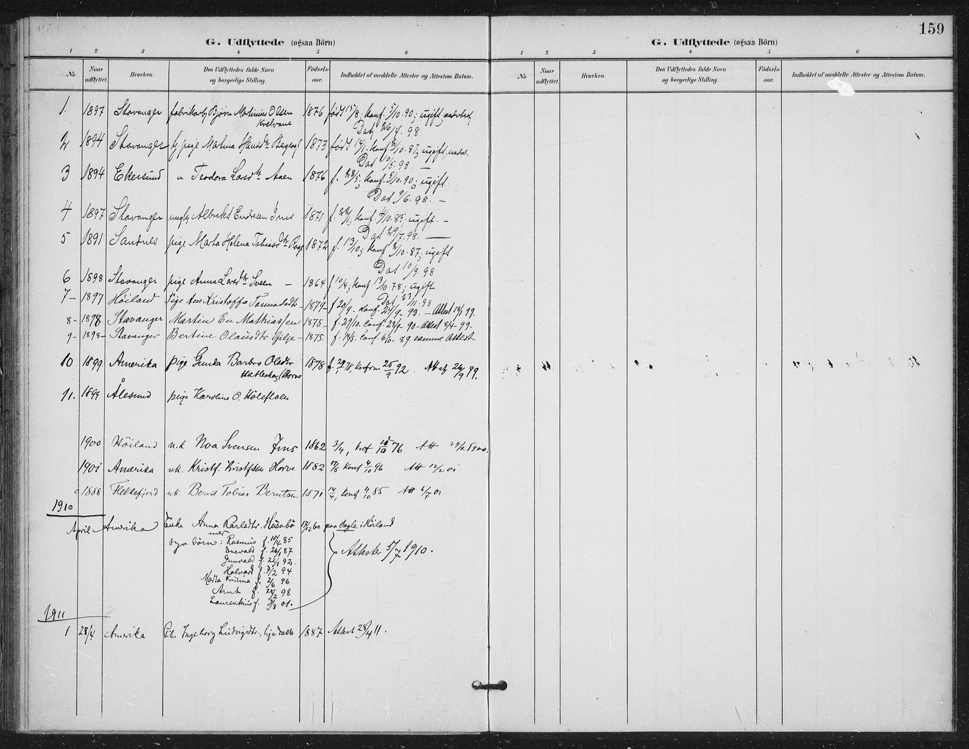 Høgsfjord sokneprestkontor, SAST/A-101624/H/Ha/Haa/L0008: Ministerialbok nr. A 8, 1898-1920, s. 159