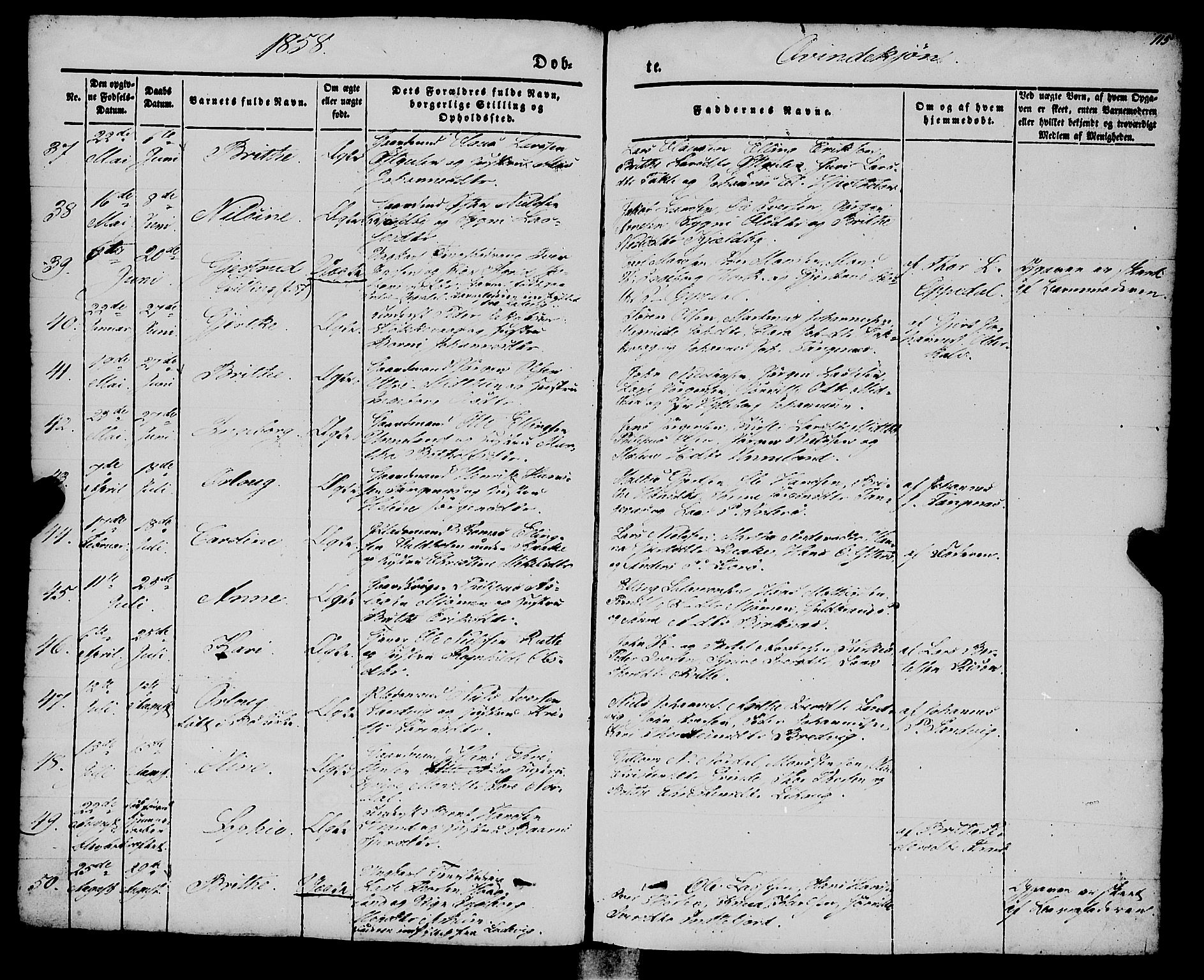 Gulen sokneprestembete, AV/SAB-A-80201/H/Haa/Haaa/L0021: Ministerialbok nr. A 21, 1848-1858, s. 115