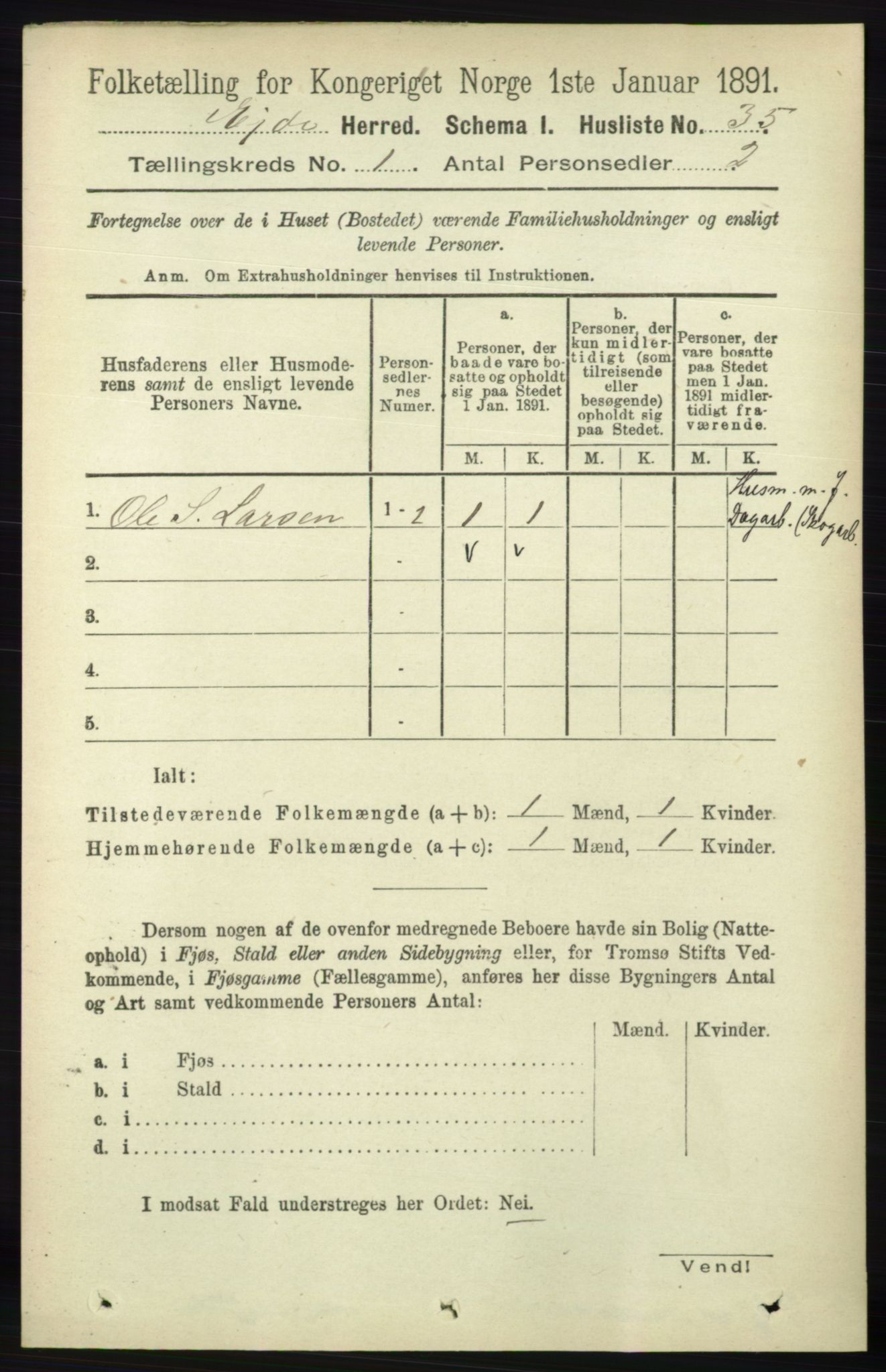 RA, Folketelling 1891 for 0925 Eide herred, 1891, s. 49