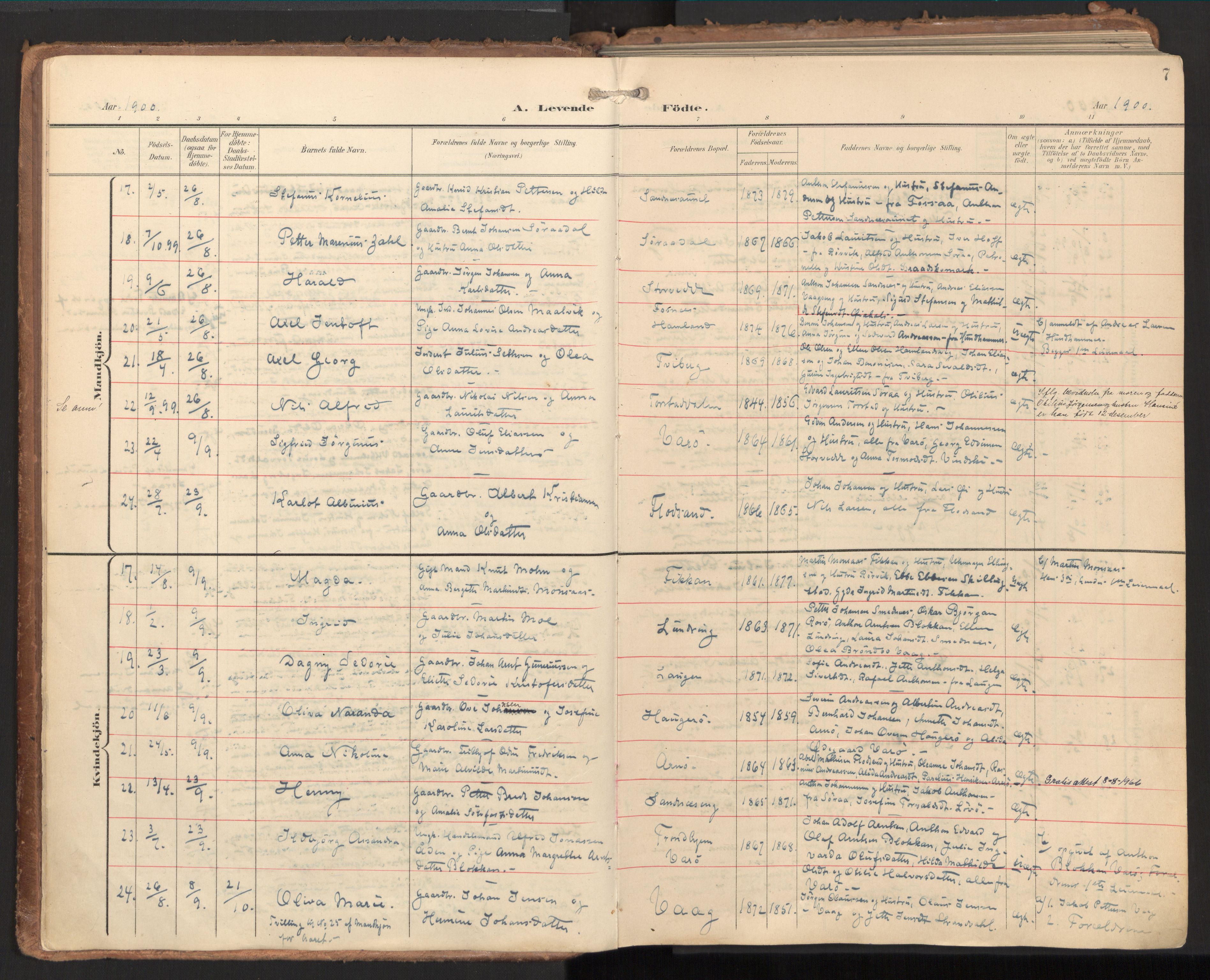 Ministerialprotokoller, klokkerbøker og fødselsregistre - Nord-Trøndelag, AV/SAT-A-1458/784/L0677: Ministerialbok nr. 784A12, 1900-1920, s. 7