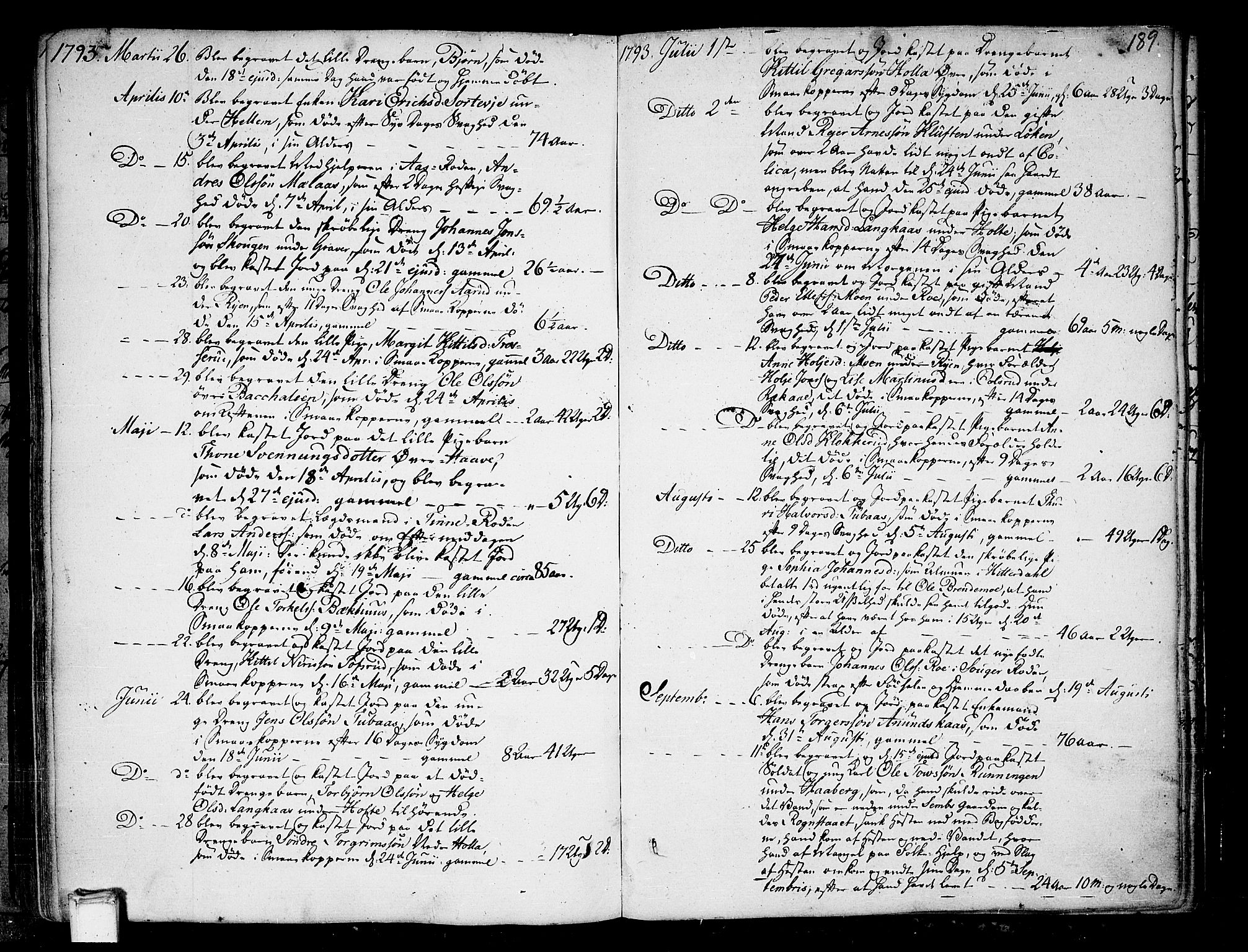 Heddal kirkebøker, SAKO/A-268/F/Fa/L0004: Ministerialbok nr. I 4, 1784-1814, s. 189