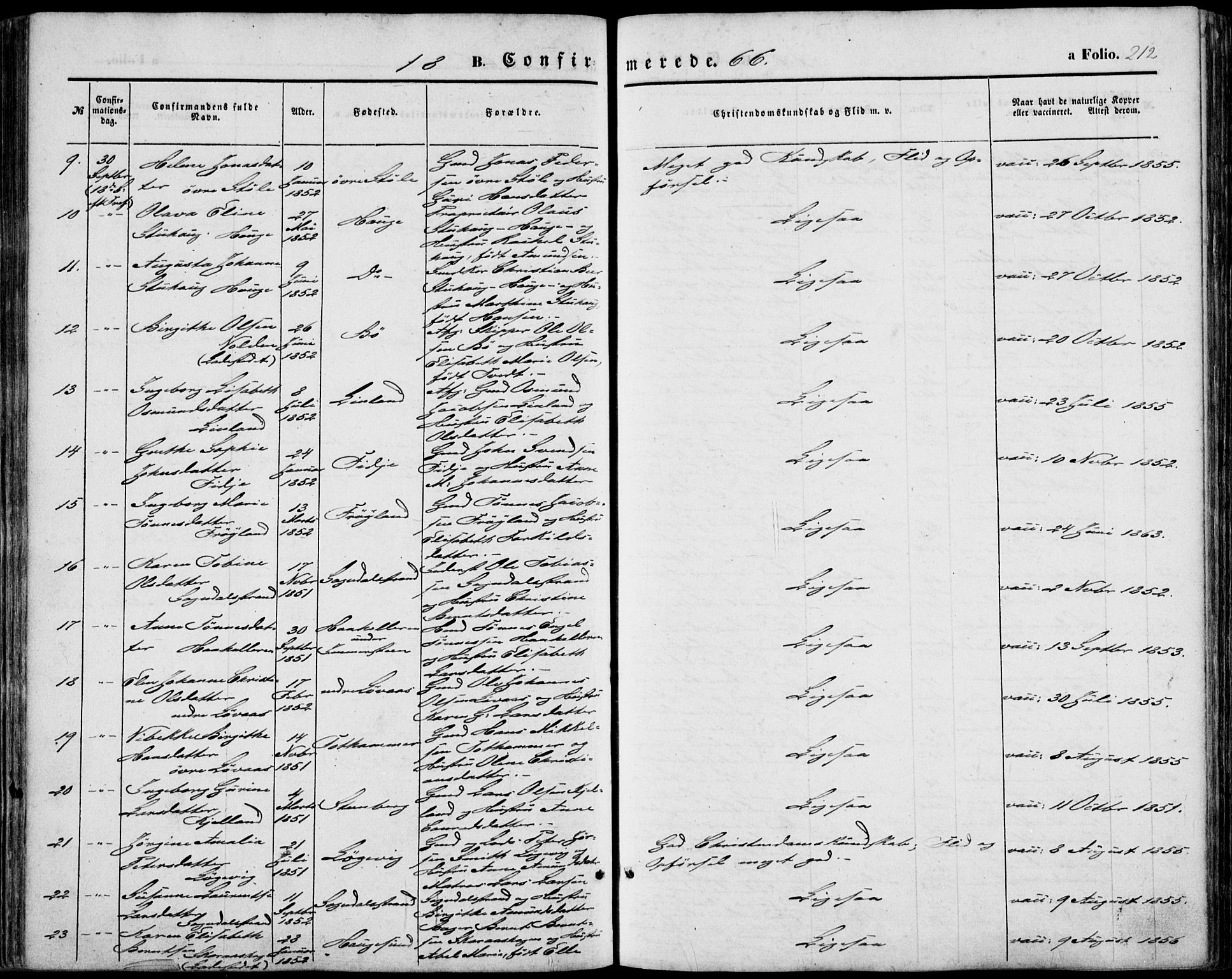 Sokndal sokneprestkontor, AV/SAST-A-101808: Ministerialbok nr. A 9, 1857-1874, s. 212