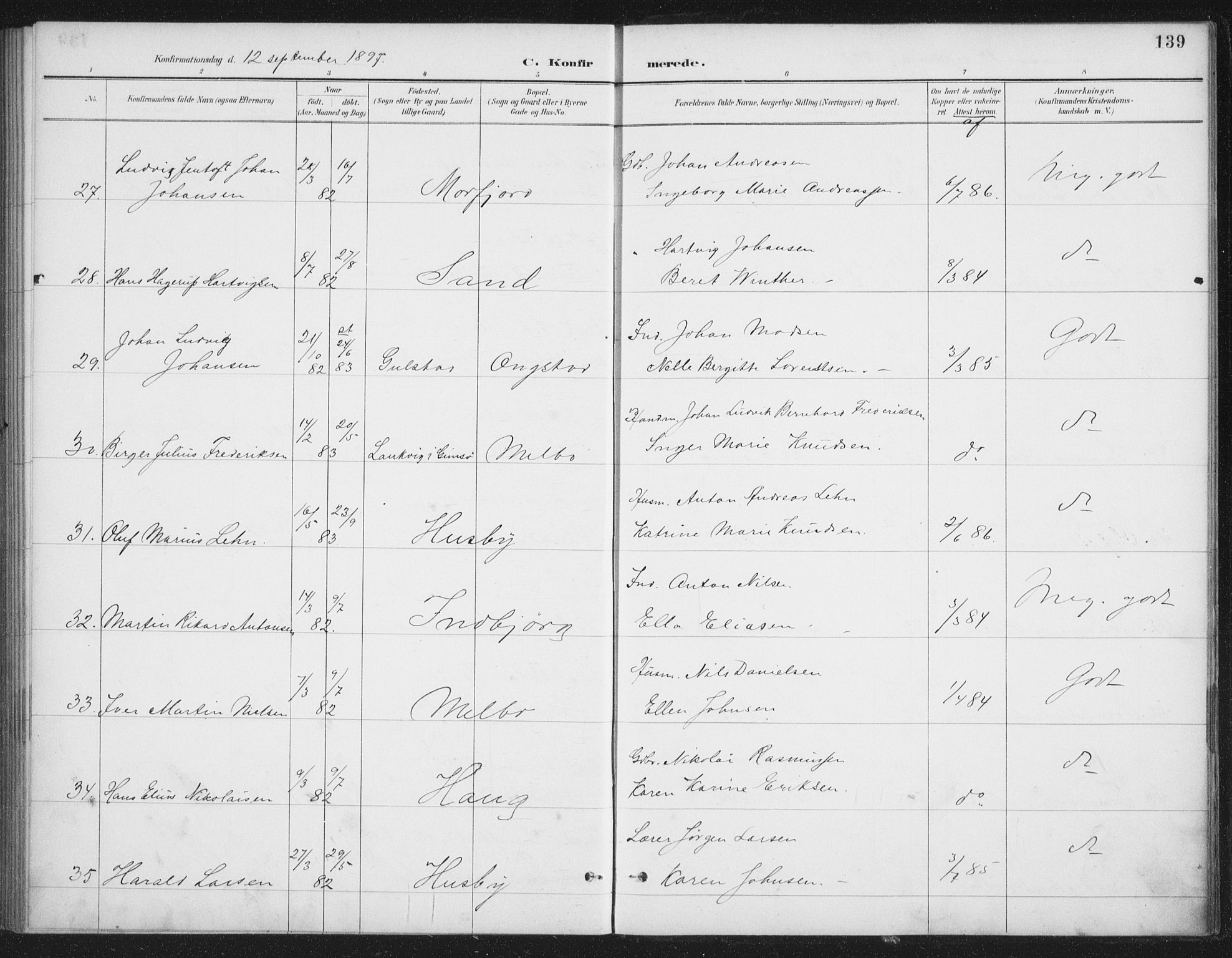 Ministerialprotokoller, klokkerbøker og fødselsregistre - Nordland, AV/SAT-A-1459/888/L1245: Ministerialbok nr. 888A11, 1888-1900, s. 139