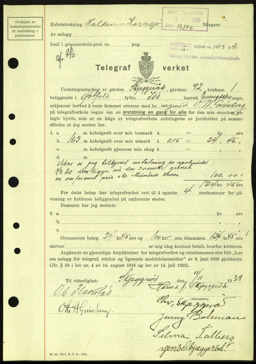 Idd og Marker sorenskriveri, AV/SAO-A-10283/G/Gb/Gbb/L0005: Pantebok nr. A5, 1941-1943, Dagboknr: 1418/1941