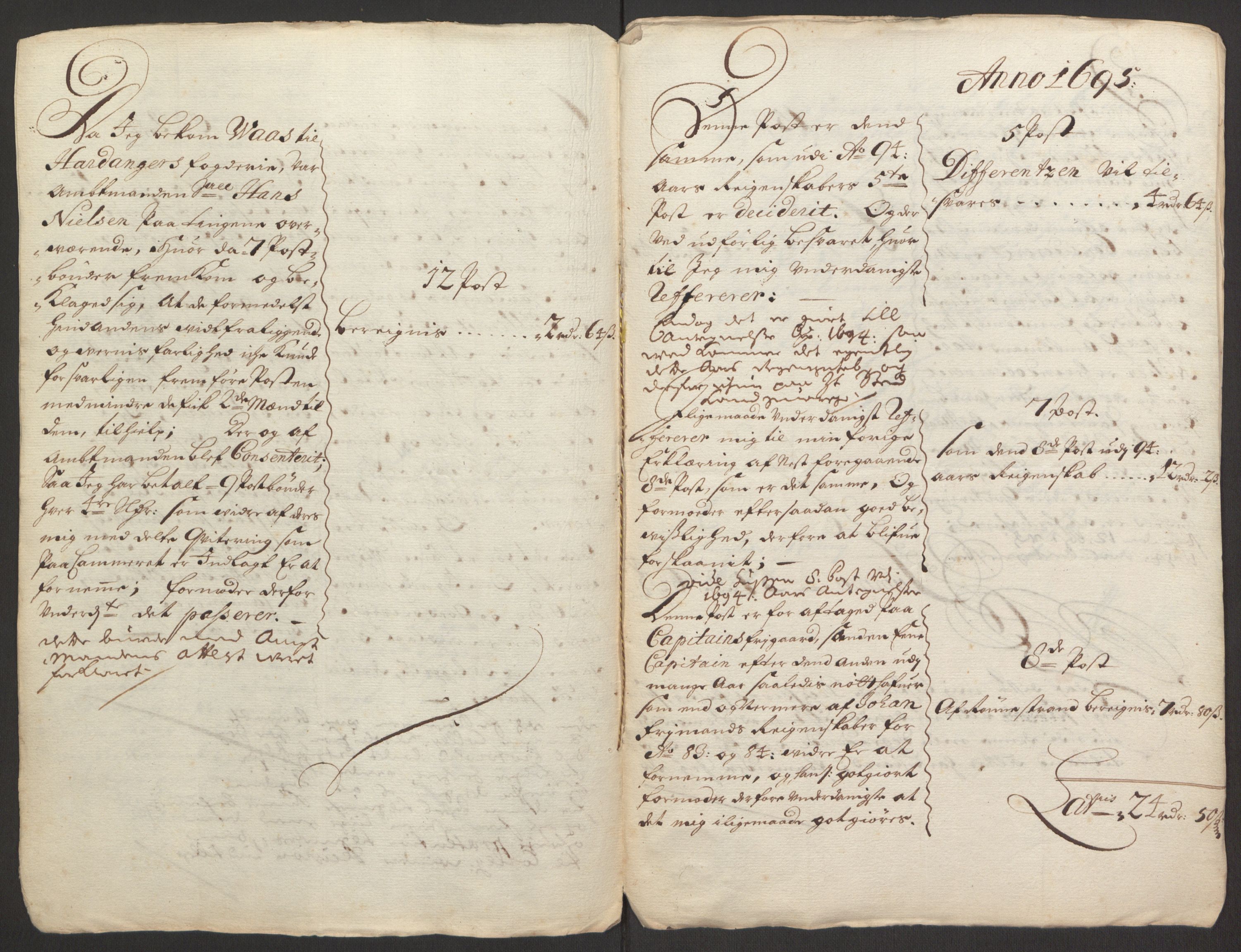 Rentekammeret inntil 1814, Reviderte regnskaper, Fogderegnskap, RA/EA-4092/R48/L2976: Fogderegnskap Sunnhordland og Hardanger, 1695-1696, s. 233