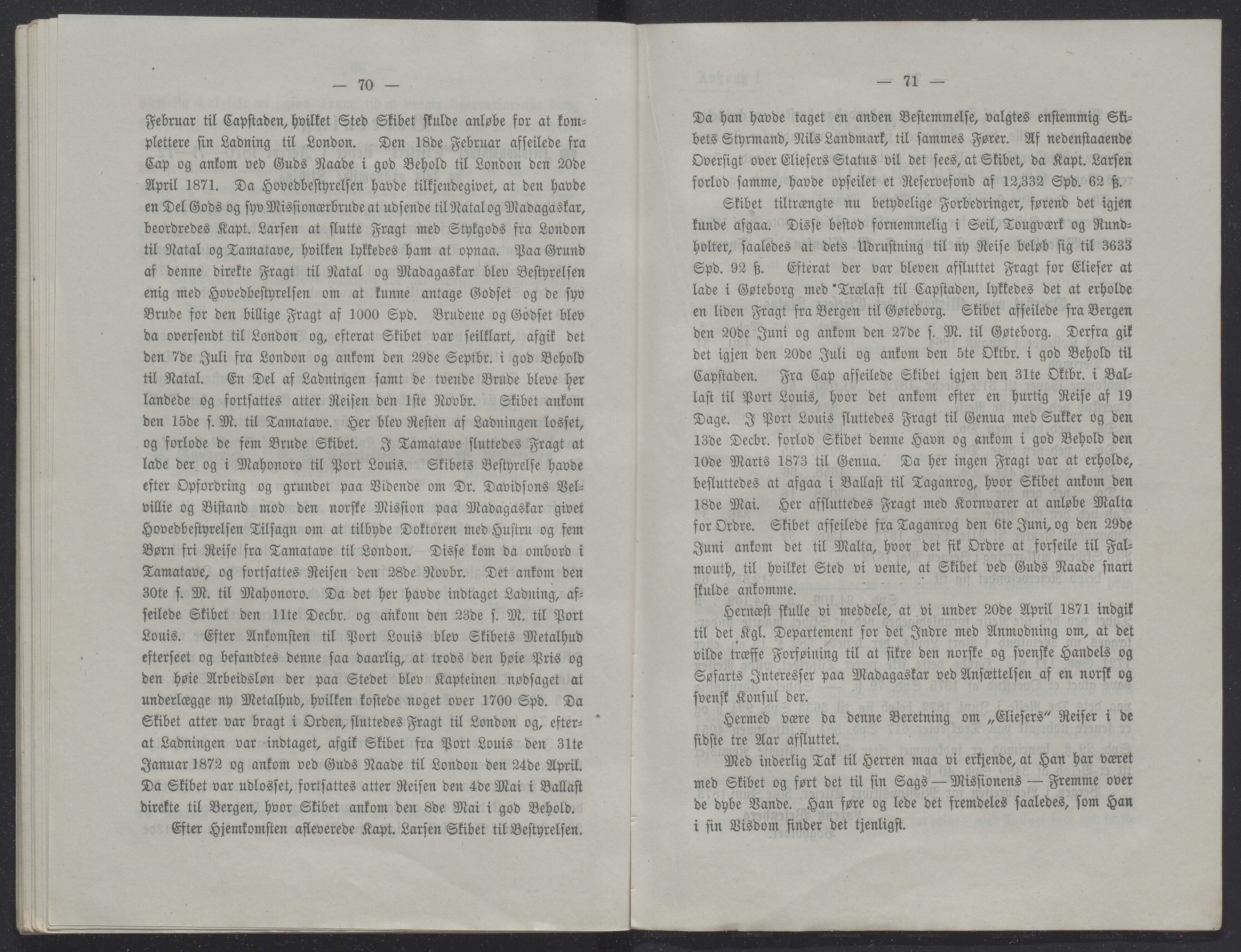 Det Norske Misjonsselskap - hovedadministrasjonen, VID/MA-A-1045/D/Db/Dba/L0338/0001: Beretninger, Bøker, Skrifter o.l   / Årsberetninger 31, 1873, s. 70-71