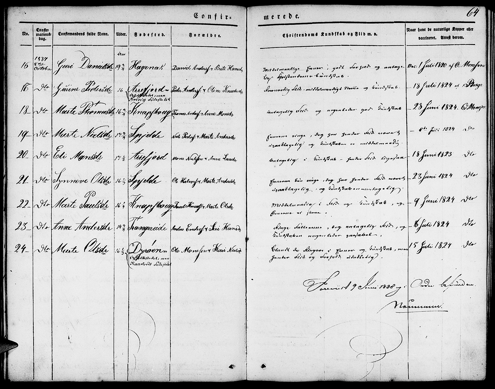 Fjell sokneprestembete, SAB/A-75301/H/Haa: Ministerialbok nr. A 1, 1835-1850, s. 64