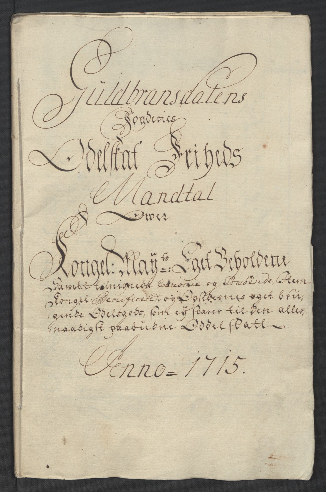Rentekammeret inntil 1814, Reviderte regnskaper, Fogderegnskap, RA/EA-4092/R17/L1184: Fogderegnskap Gudbrandsdal, 1715, s. 208