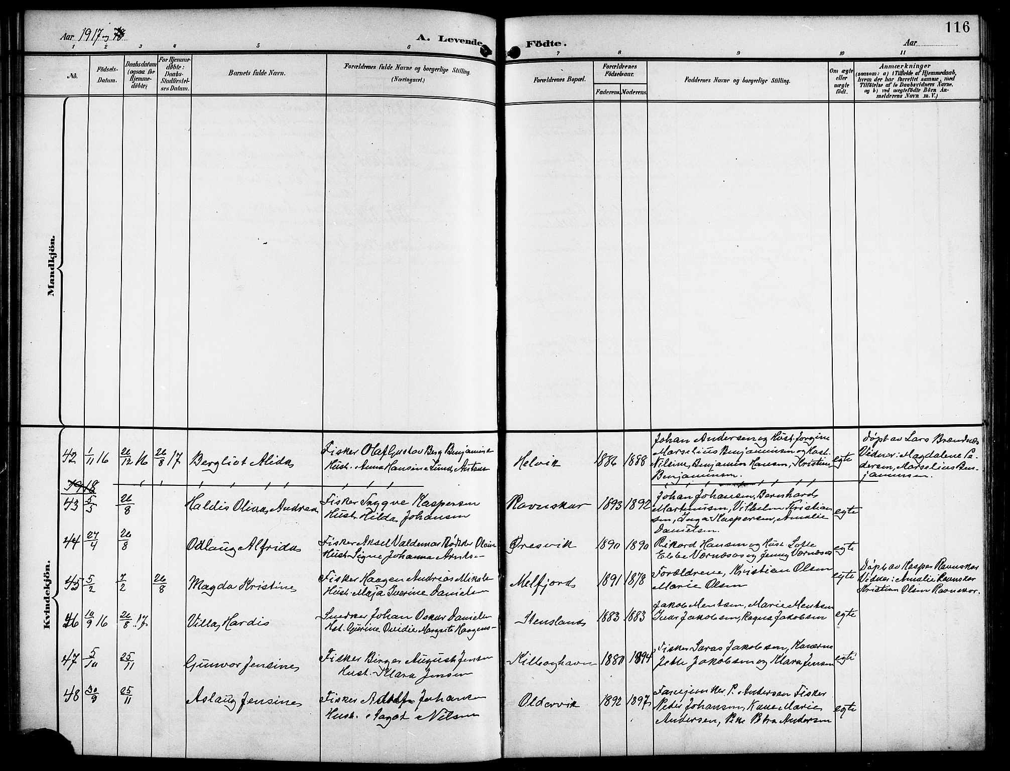 Ministerialprotokoller, klokkerbøker og fødselsregistre - Nordland, AV/SAT-A-1459/841/L0621: Klokkerbok nr. 841C05, 1897-1923, s. 116