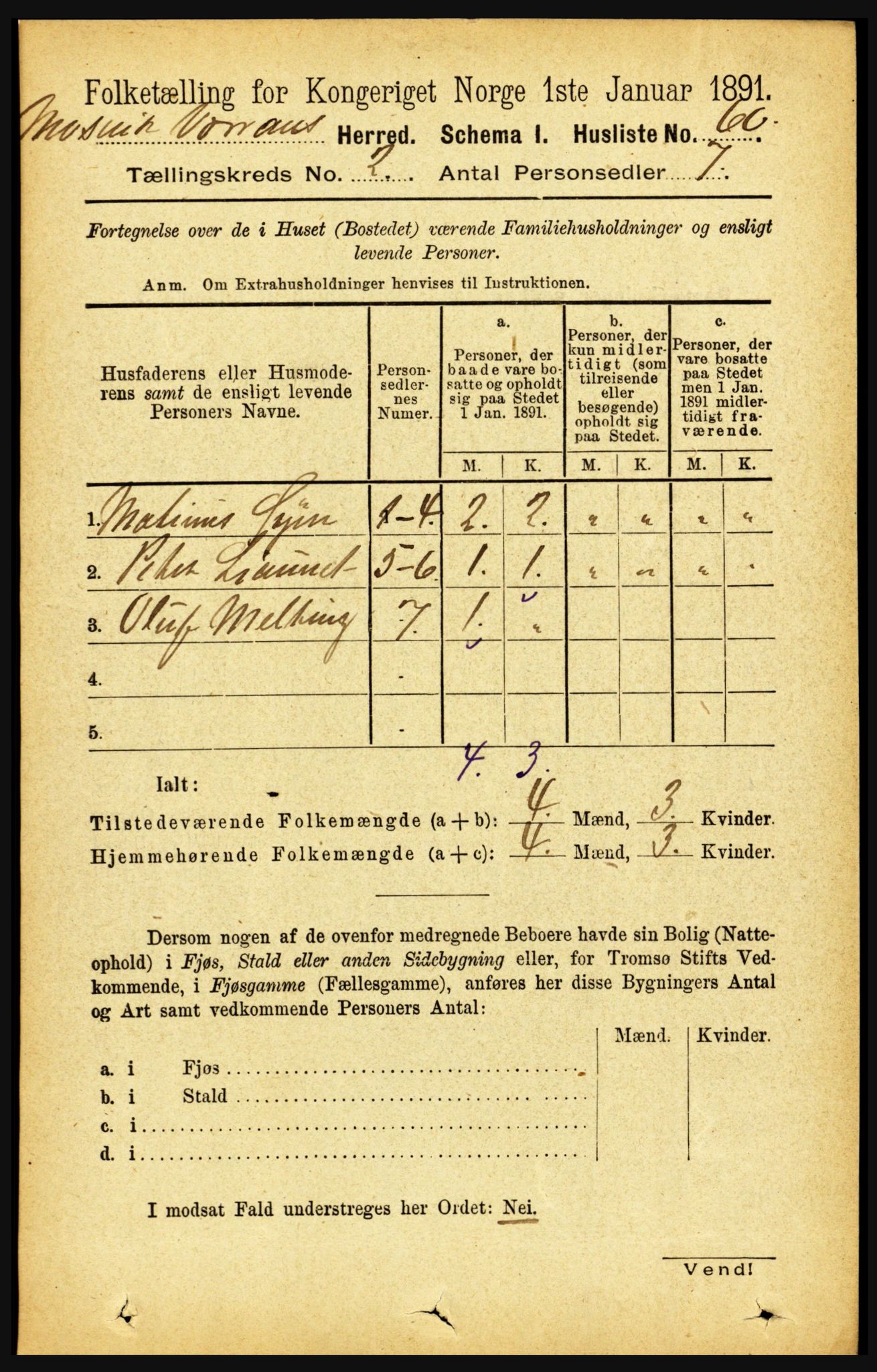 RA, Folketelling 1891 for 1723 Mosvik og Verran herred, 1891, s. 481