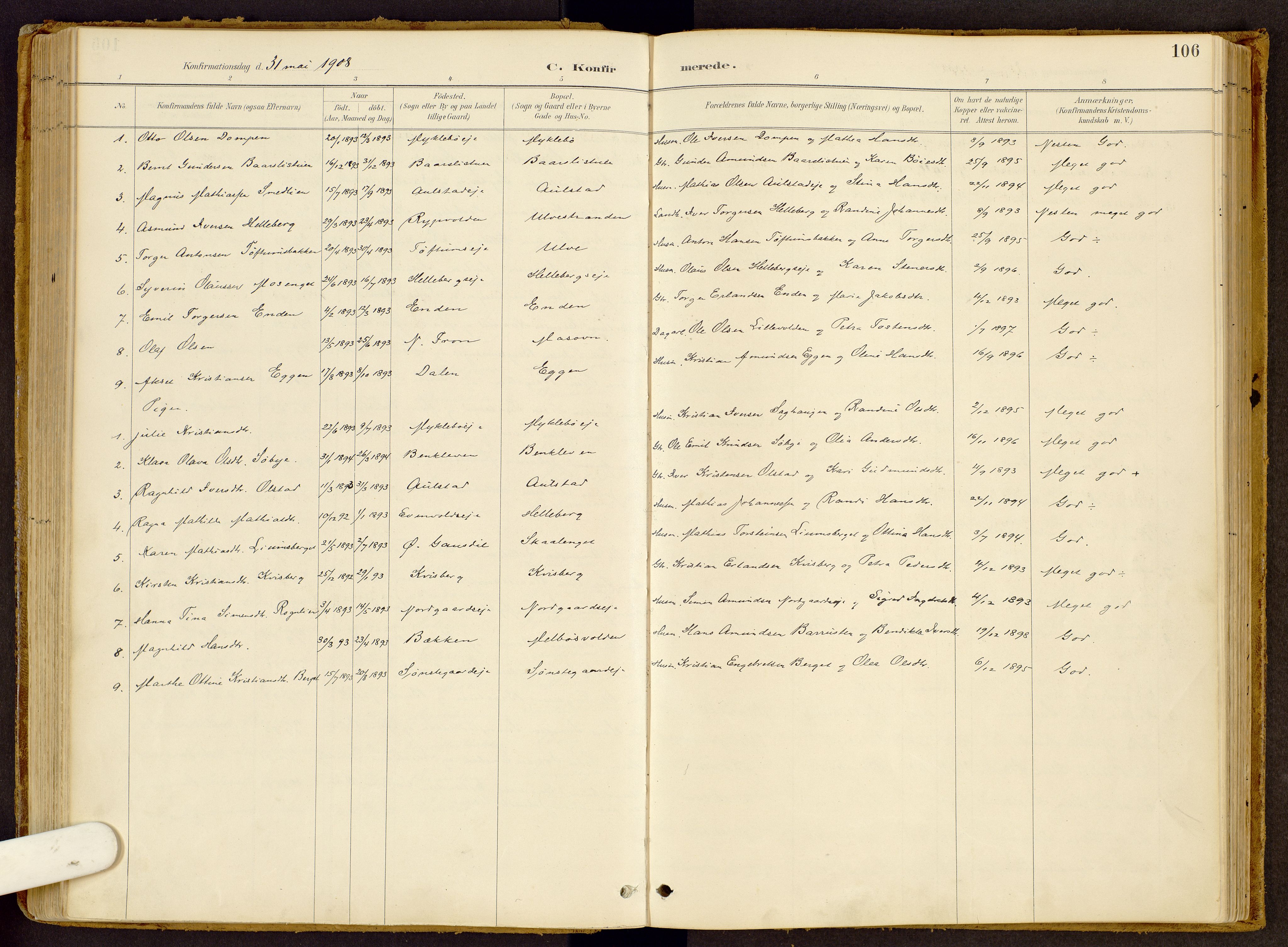 Vestre Gausdal prestekontor, AV/SAH-PREST-094/H/Ha/Haa/L0002: Ministerialbok nr. 2, 1887-1918, s. 106