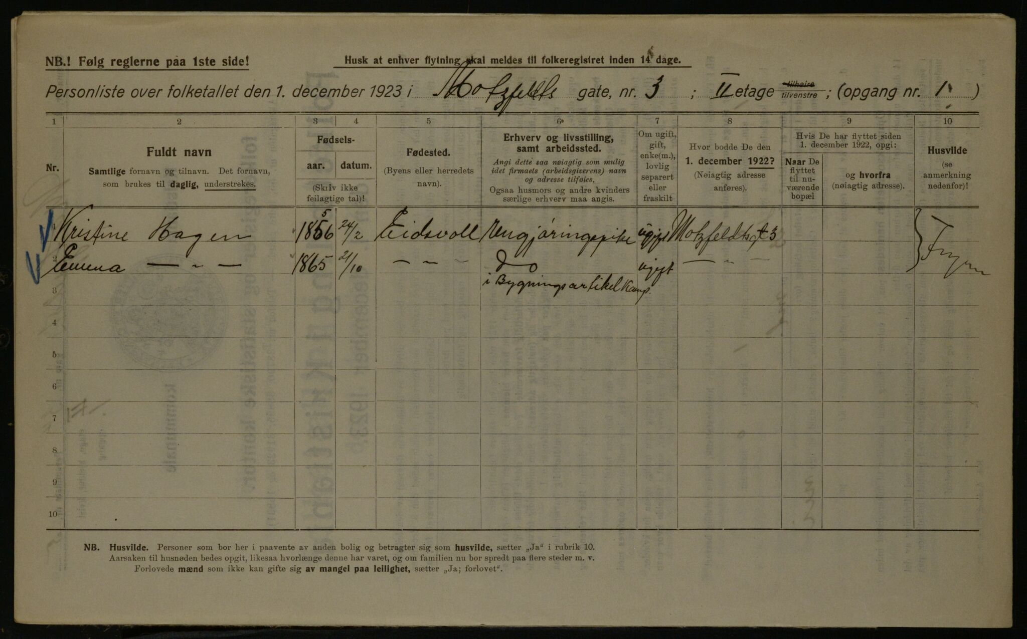 OBA, Kommunal folketelling 1.12.1923 for Kristiania, 1923, s. 72860