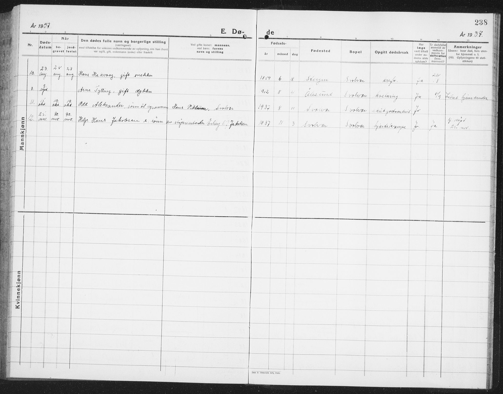 Ministerialprotokoller, klokkerbøker og fødselsregistre - Nordland, SAT/A-1459/877/L1117: Klokkerbok nr. 877C01, 1923-1942, s. 238