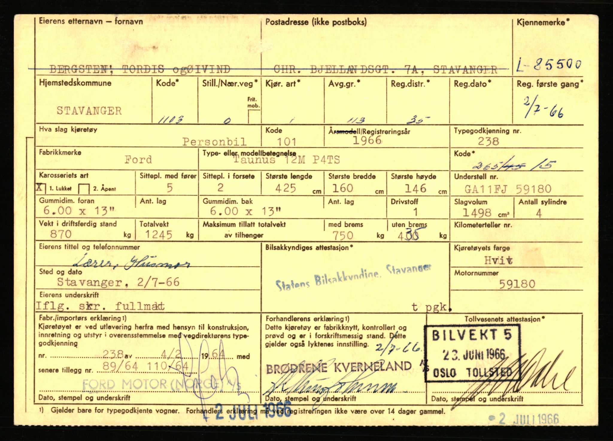 Stavanger trafikkstasjon, AV/SAST-A-101942/0/F/L0073: L-84100 - L-86499, 1930-1971, s. 1503