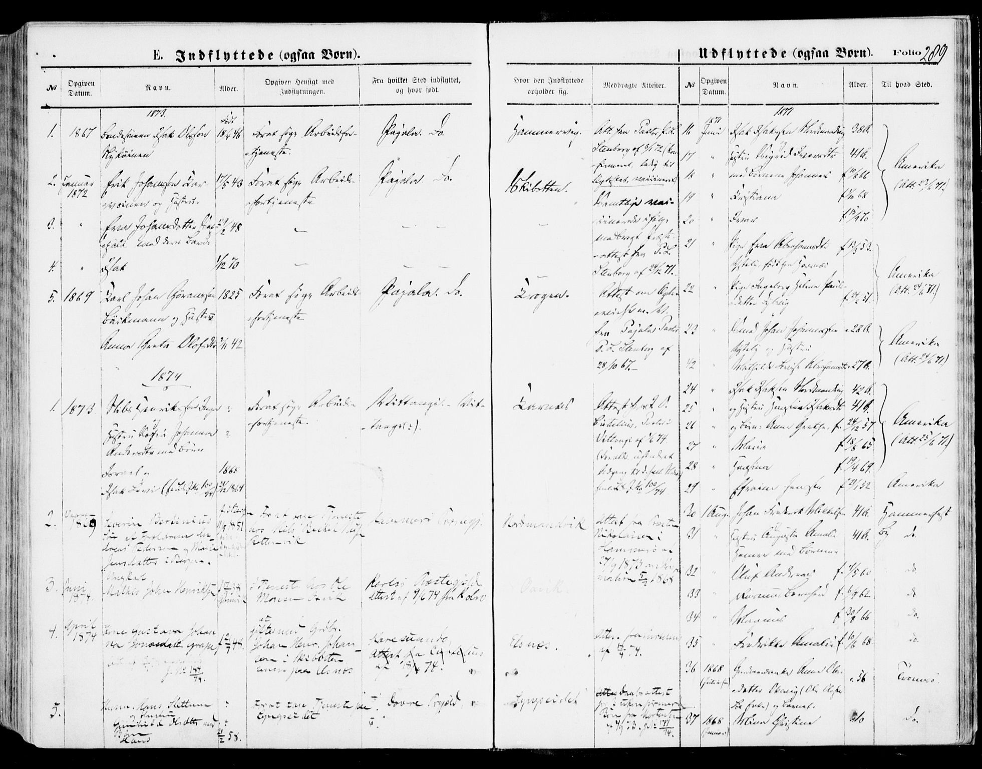 Lyngen sokneprestembete, AV/SATØ-S-1289/H/He/Hea/L0006kirke: Ministerialbok nr. 6, 1870-1878, s. 289