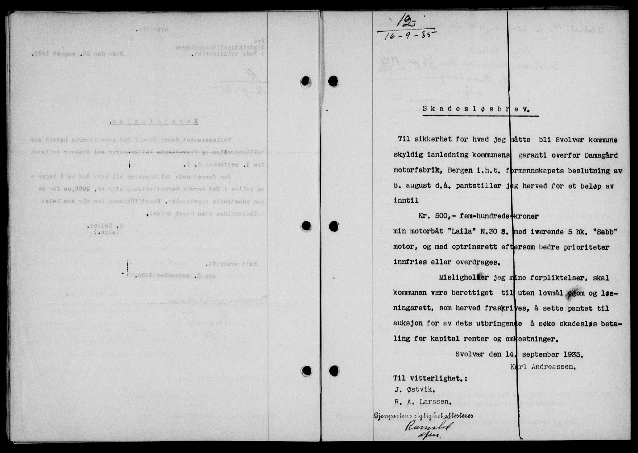 Lofoten sorenskriveri, AV/SAT-A-0017/1/2/2C/L0032b: Pantebok nr. 32b, 1935-1935, Tingl.dato: 16.09.1935