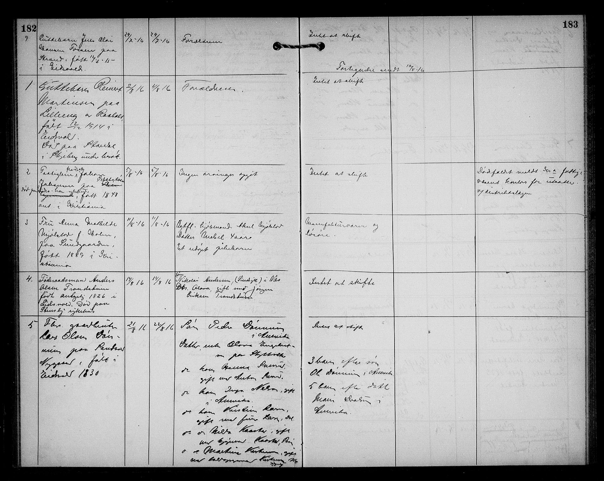 Eidsvoll lensmannskontor, AV/SAO-A-10266a/H/Ha/Haa/L0004: Dødsfallprotokoll, 1912-1921, s. 182-183