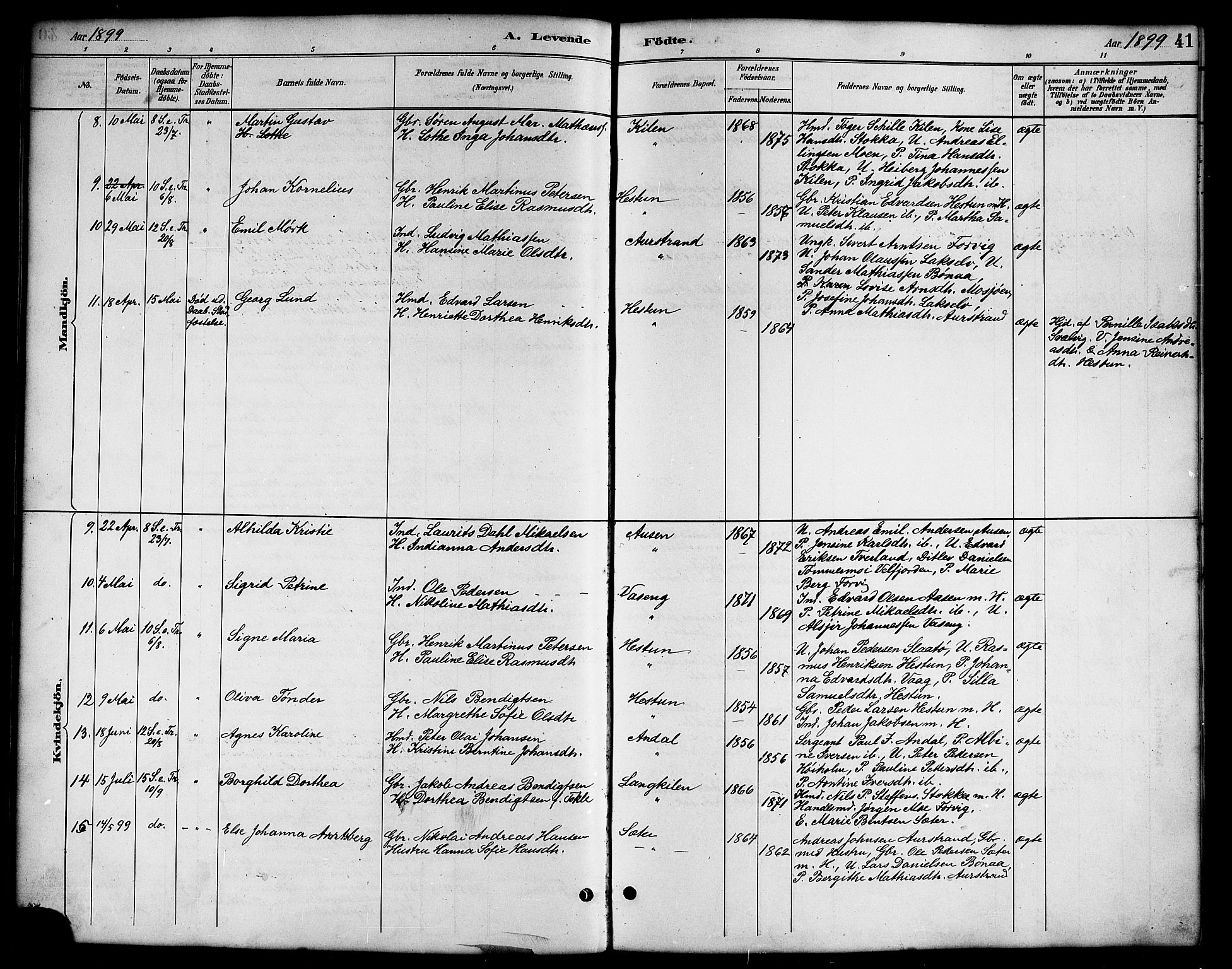 Ministerialprotokoller, klokkerbøker og fødselsregistre - Nordland, SAT/A-1459/819/L0277: Klokkerbok nr. 819C03, 1888-1917, s. 41