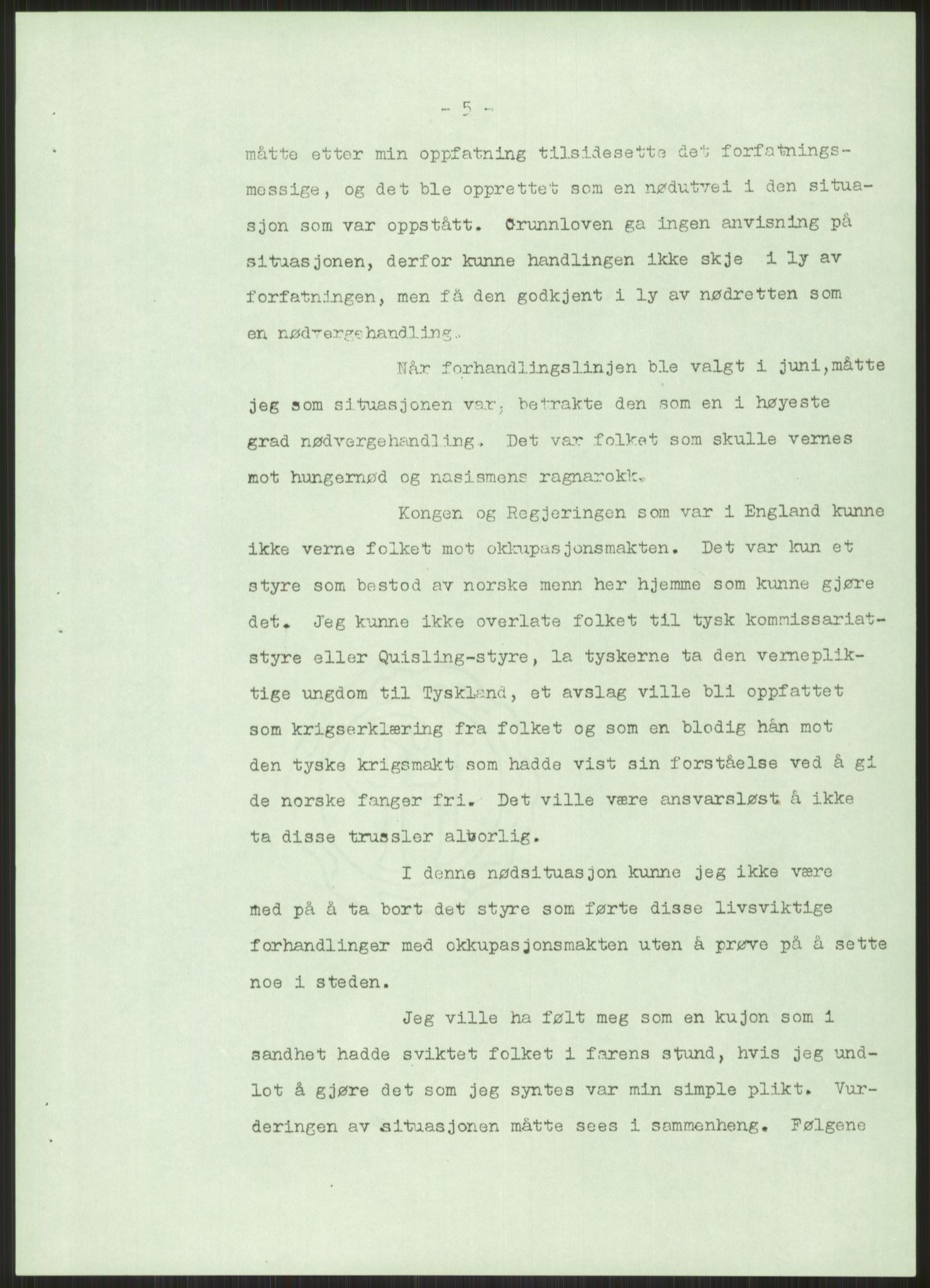 Undersøkelseskommisjonen av 1945, AV/RA-S-1566/D/Db/L0023: Regjeringskonferanse - Riksrådsforhandlingene, 1945-1947, s. 1185