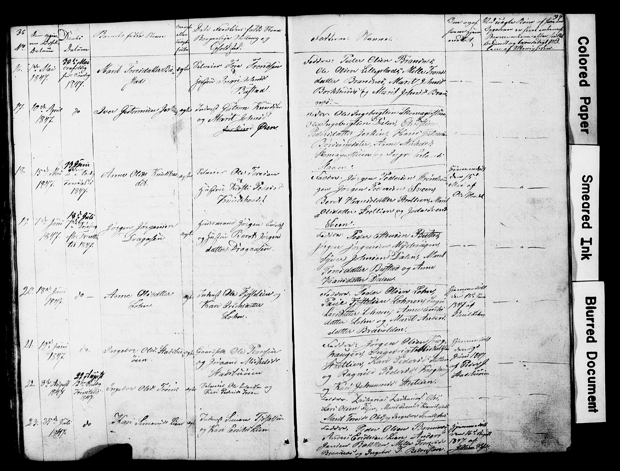 Lesja prestekontor, AV/SAH-PREST-068/H/Ha/Hab/L0014: Klokkerbok nr. 14, 1842-1856, s. 36-37