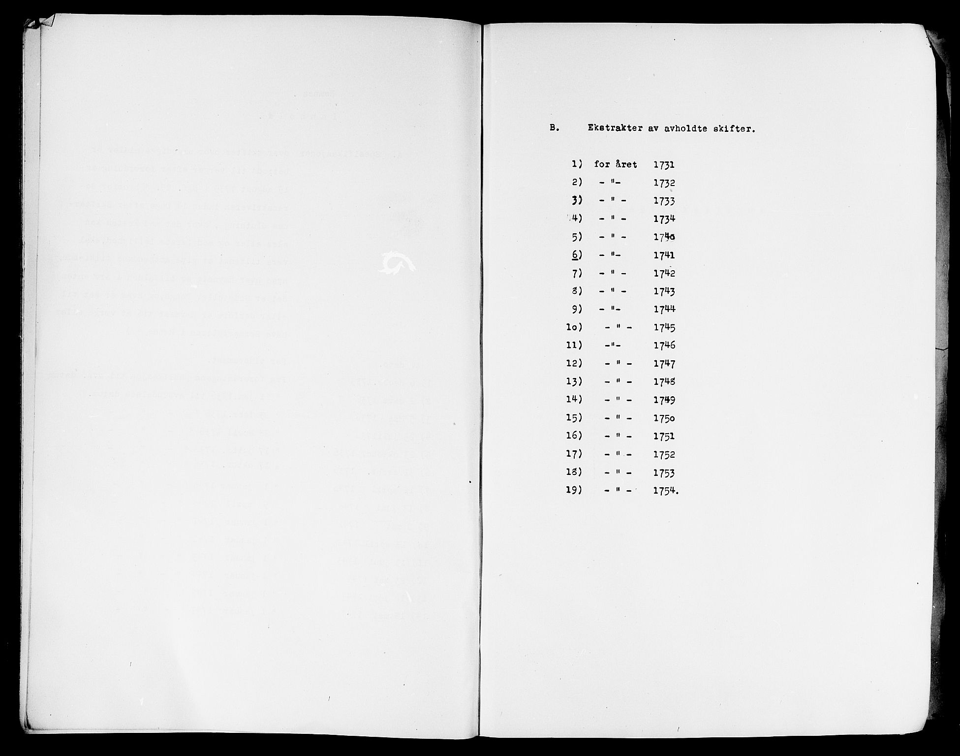 Ryfylke tingrett, AV/SAST-A-100055/001/IV/IVD/L0009/0003: Skiftedesignasjon Hemnes / Ekstrakter av avholdte skifter 1740-1754. Register i egen bok, 1731-1766