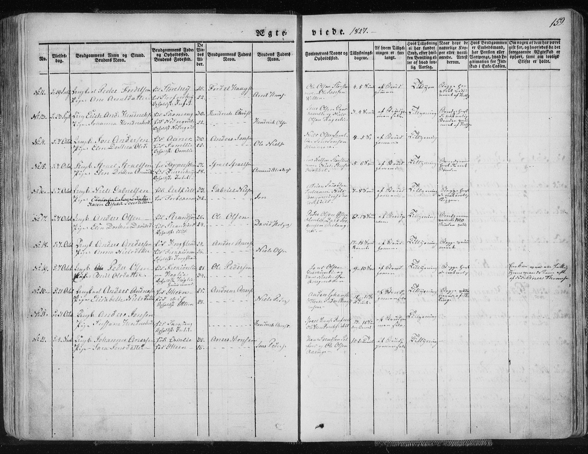 Ministerialprotokoller, klokkerbøker og fødselsregistre - Nordland, AV/SAT-A-1459/827/L0390: Ministerialbok nr. 827A02, 1826-1841, s. 159