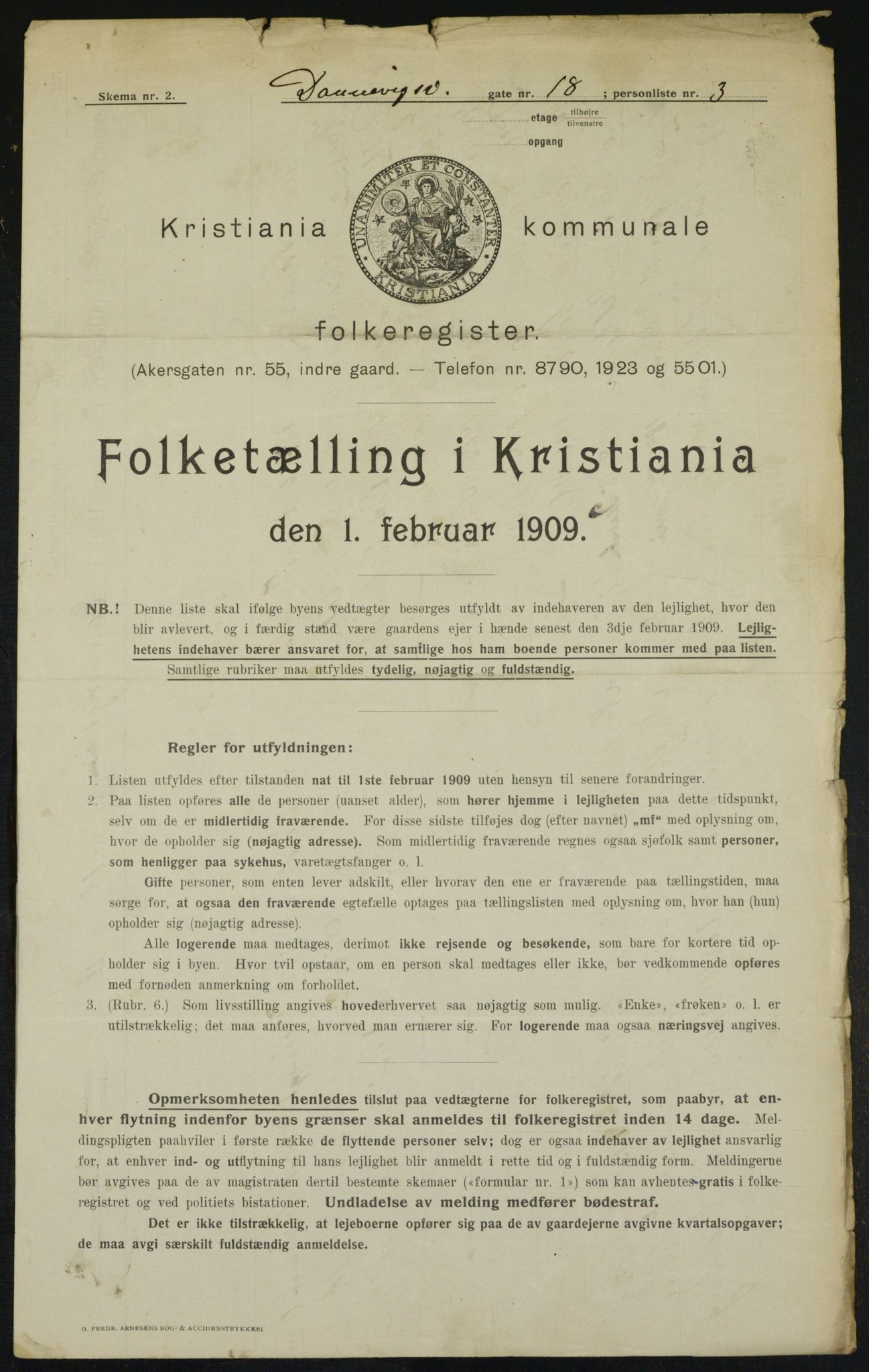 OBA, Kommunal folketelling 1.2.1909 for Kristiania kjøpstad, 1909, s. 14003