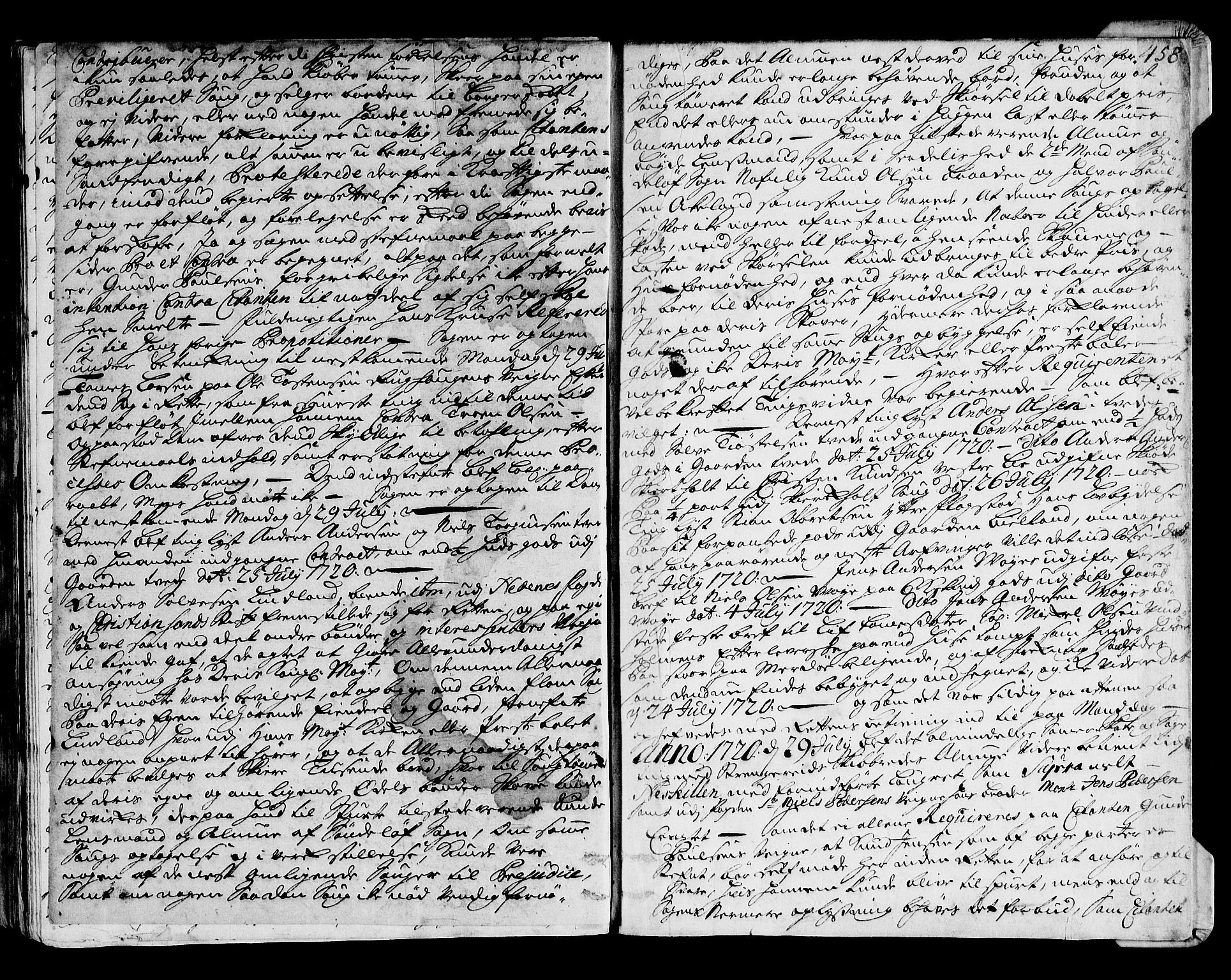 Nedenes sorenskriveri før 1824, SAK/1221-0007/F/Fa/L0018: Tingbok med register nr 13, 1717-1720, s. 457b-458a