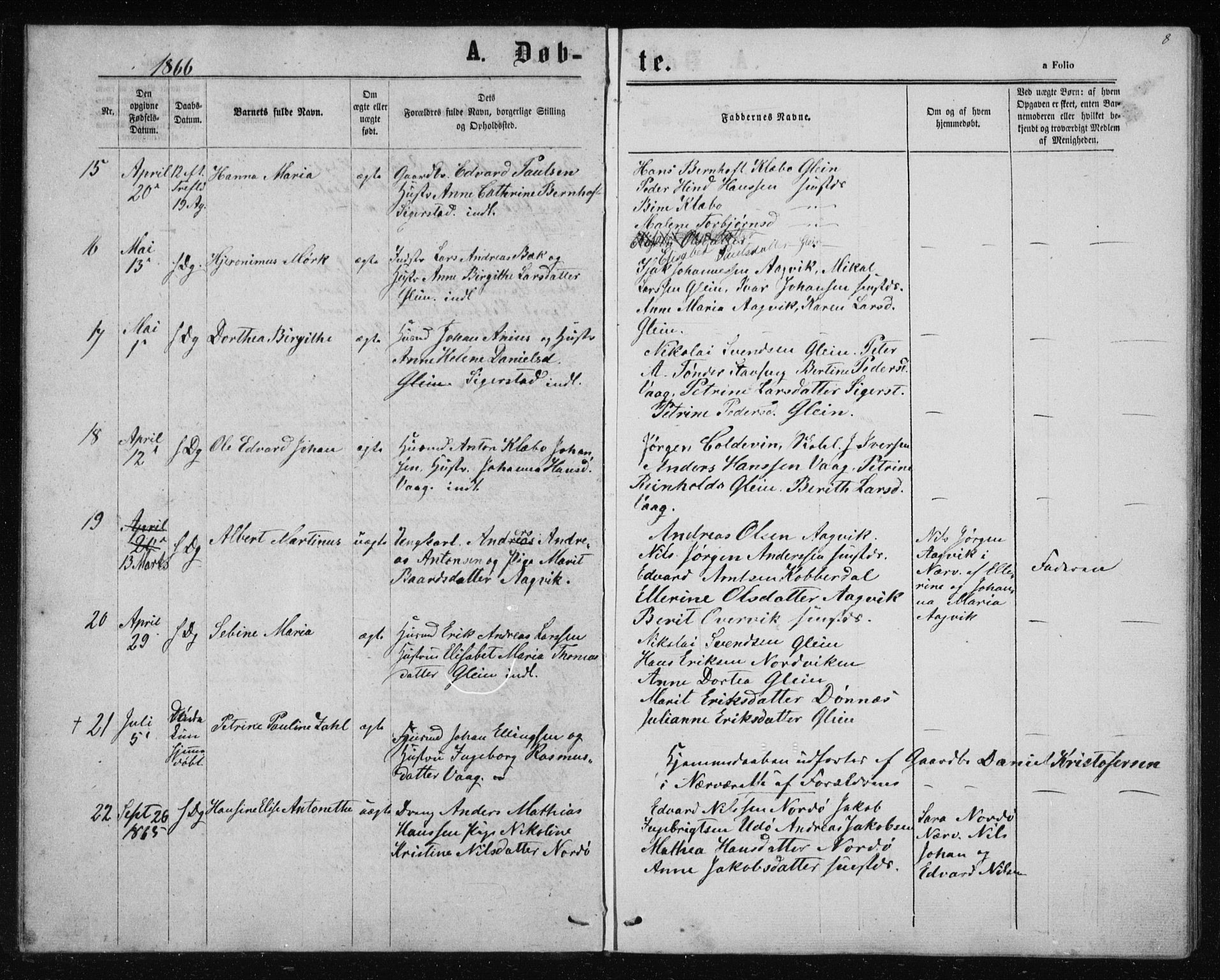 Ministerialprotokoller, klokkerbøker og fødselsregistre - Nordland, AV/SAT-A-1459/835/L0531: Klokkerbok nr. 835C03, 1865-1877, s. 8