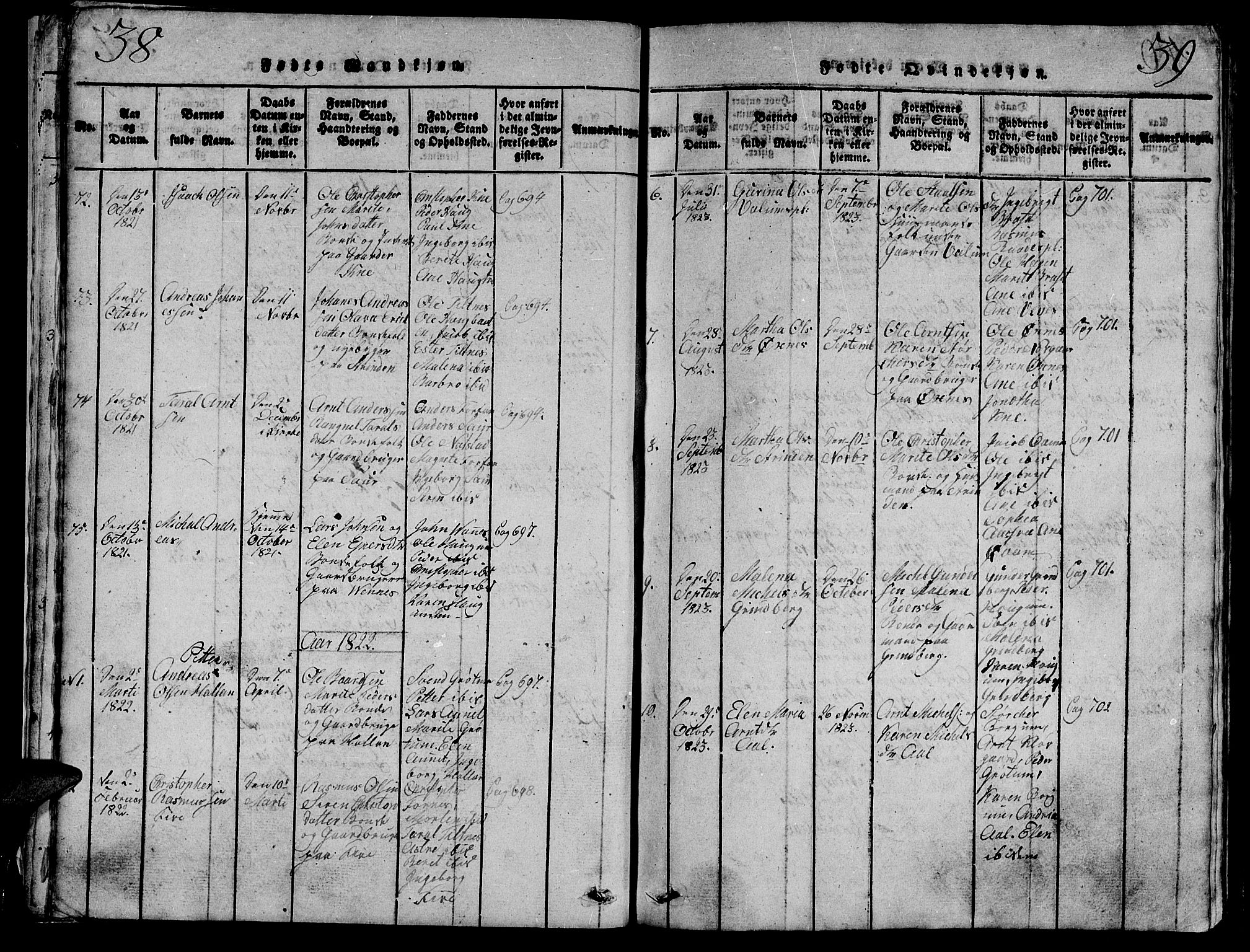Ministerialprotokoller, klokkerbøker og fødselsregistre - Nord-Trøndelag, SAT/A-1458/747/L0459: Klokkerbok nr. 747C01, 1816-1842, s. 38-39