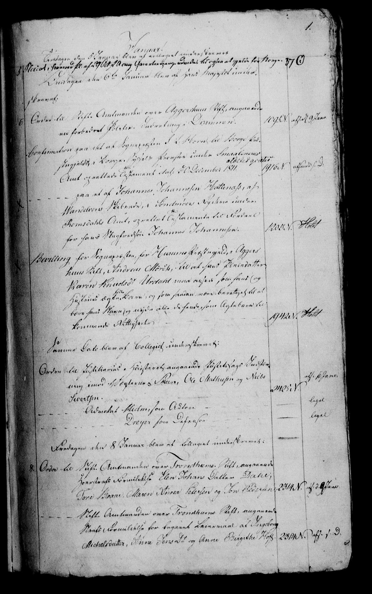 Danske Kanselli 1800-1814, RA/EA-3024/H/Hf/Hfb/Hfbc/L0014: Underskrivelsesbok m. register, 1813, s. 1