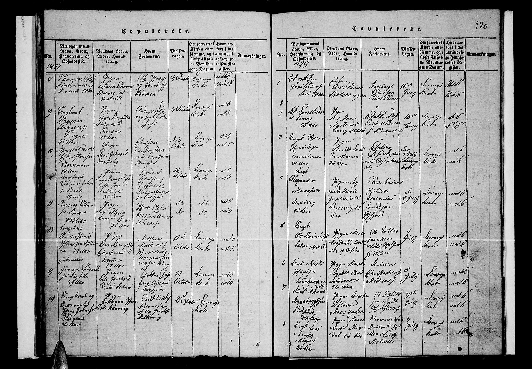 Lenvik sokneprestembete, AV/SATØ-S-1310/H/Ha/Hab/L0001klokker: Klokkerbok nr. 1, 1822-1837, s. 120