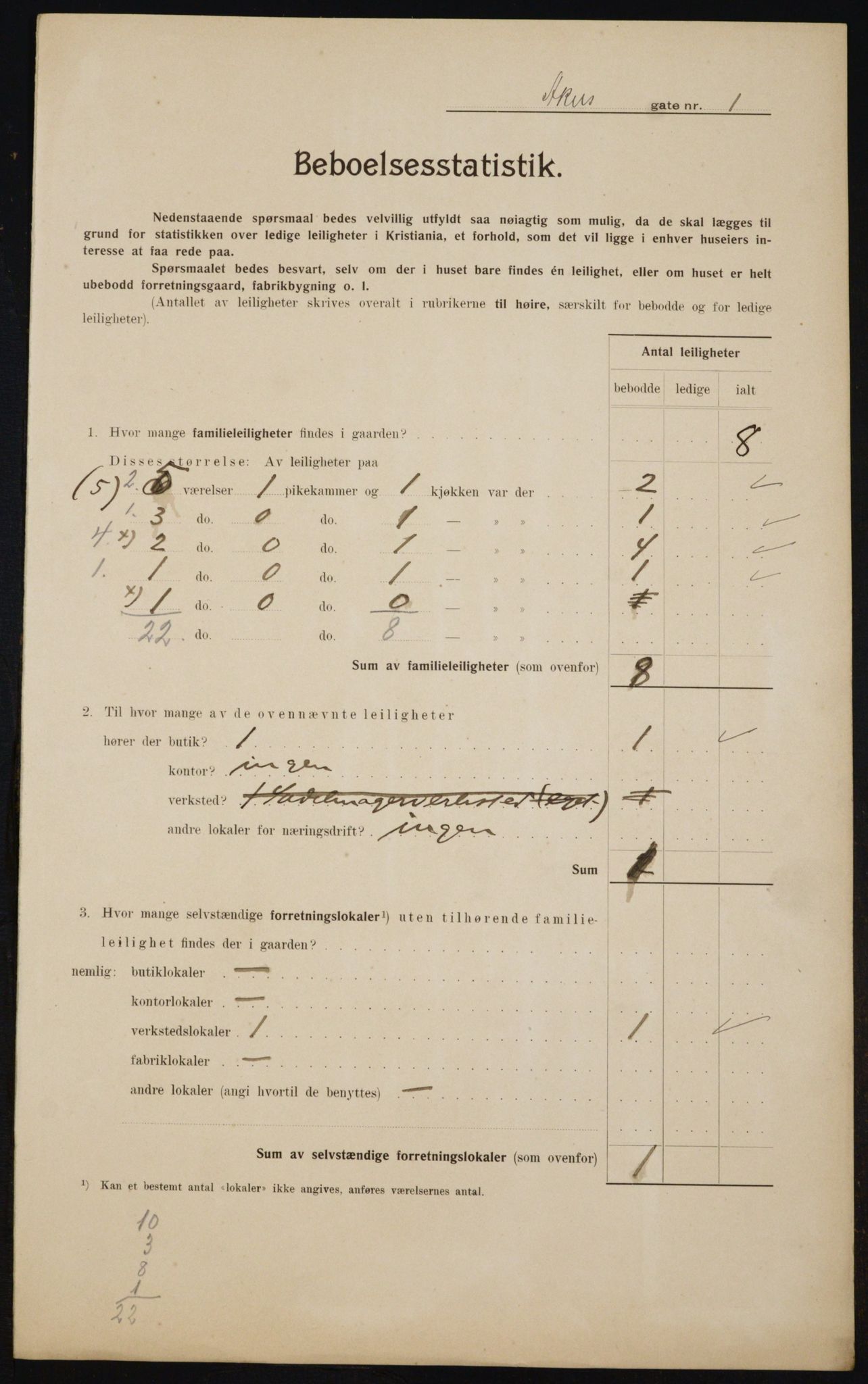 OBA, Kommunal folketelling 1.2.1910 for Kristiania, 1910, s. 312