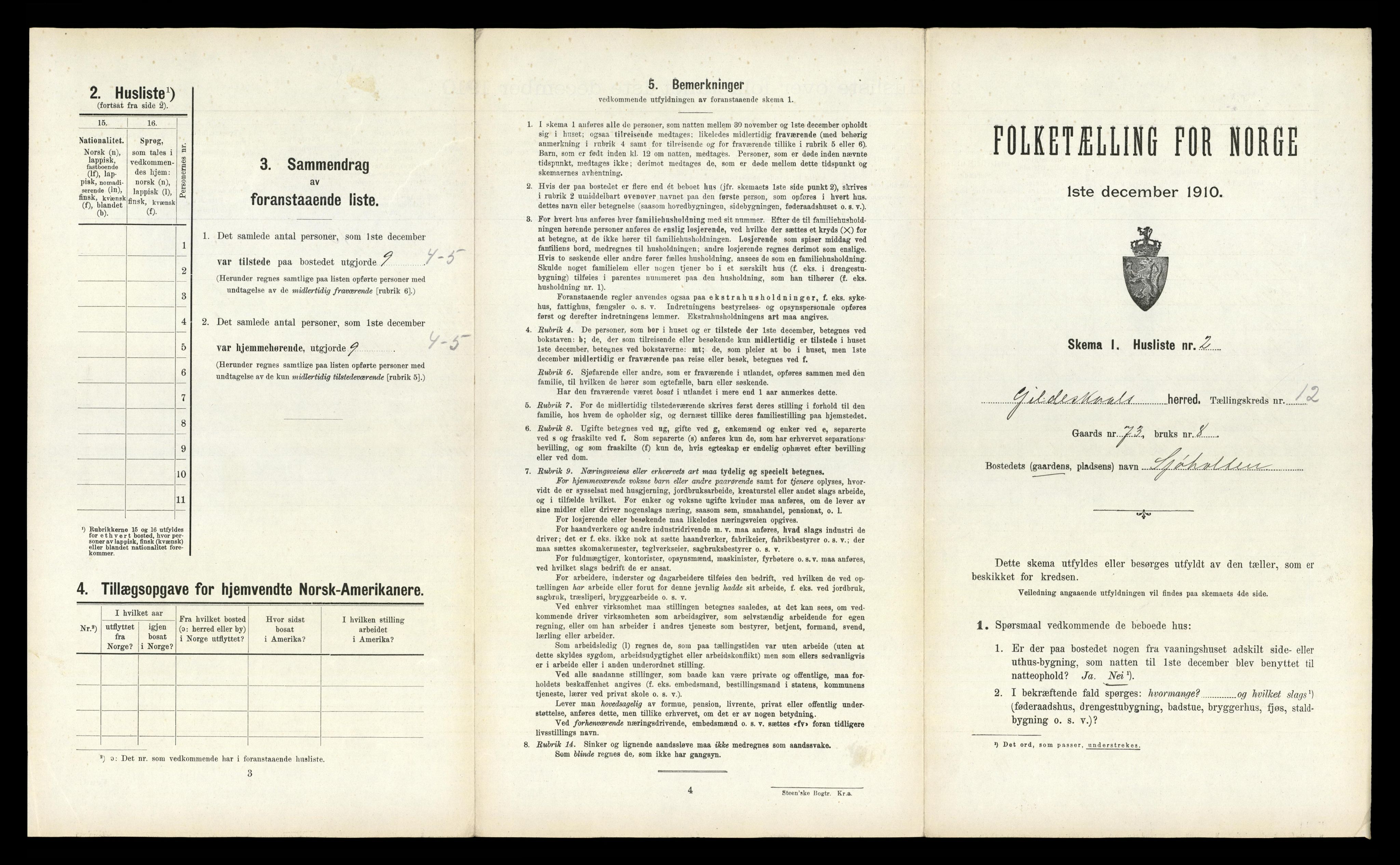 RA, Folketelling 1910 for 1838 Gildeskål herred, 1910, s. 1085