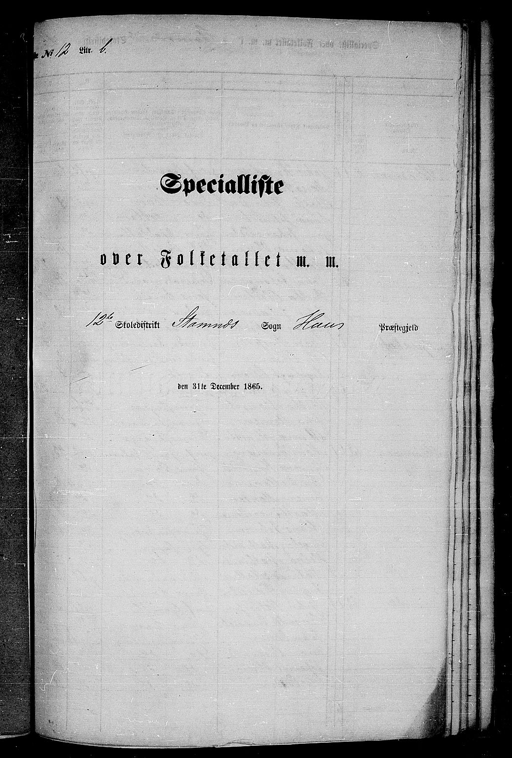 RA, Folketelling 1865 for 1250P Haus prestegjeld, 1865, s. 245