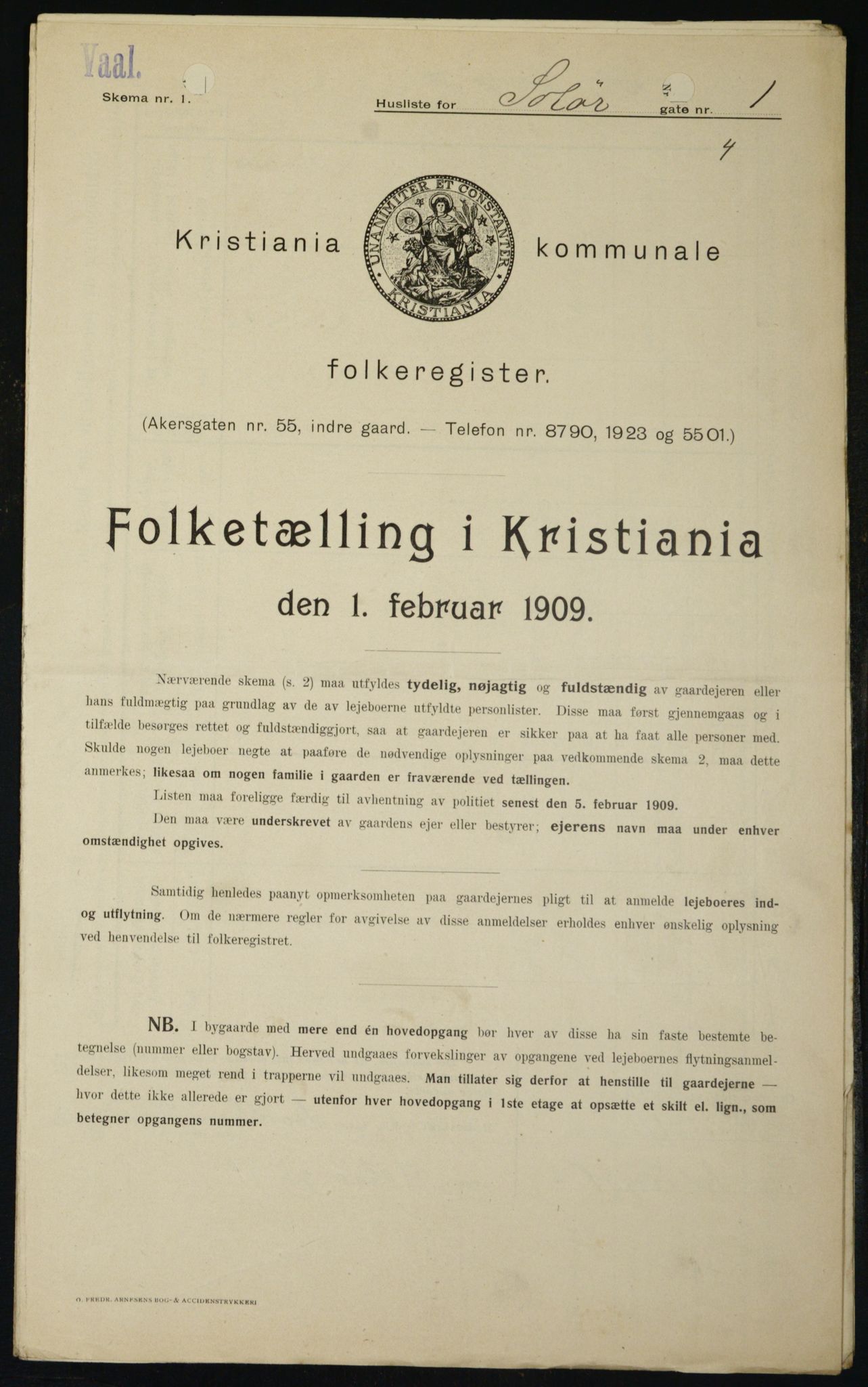 OBA, Kommunal folketelling 1.2.1909 for Kristiania kjøpstad, 1909, s. 90431