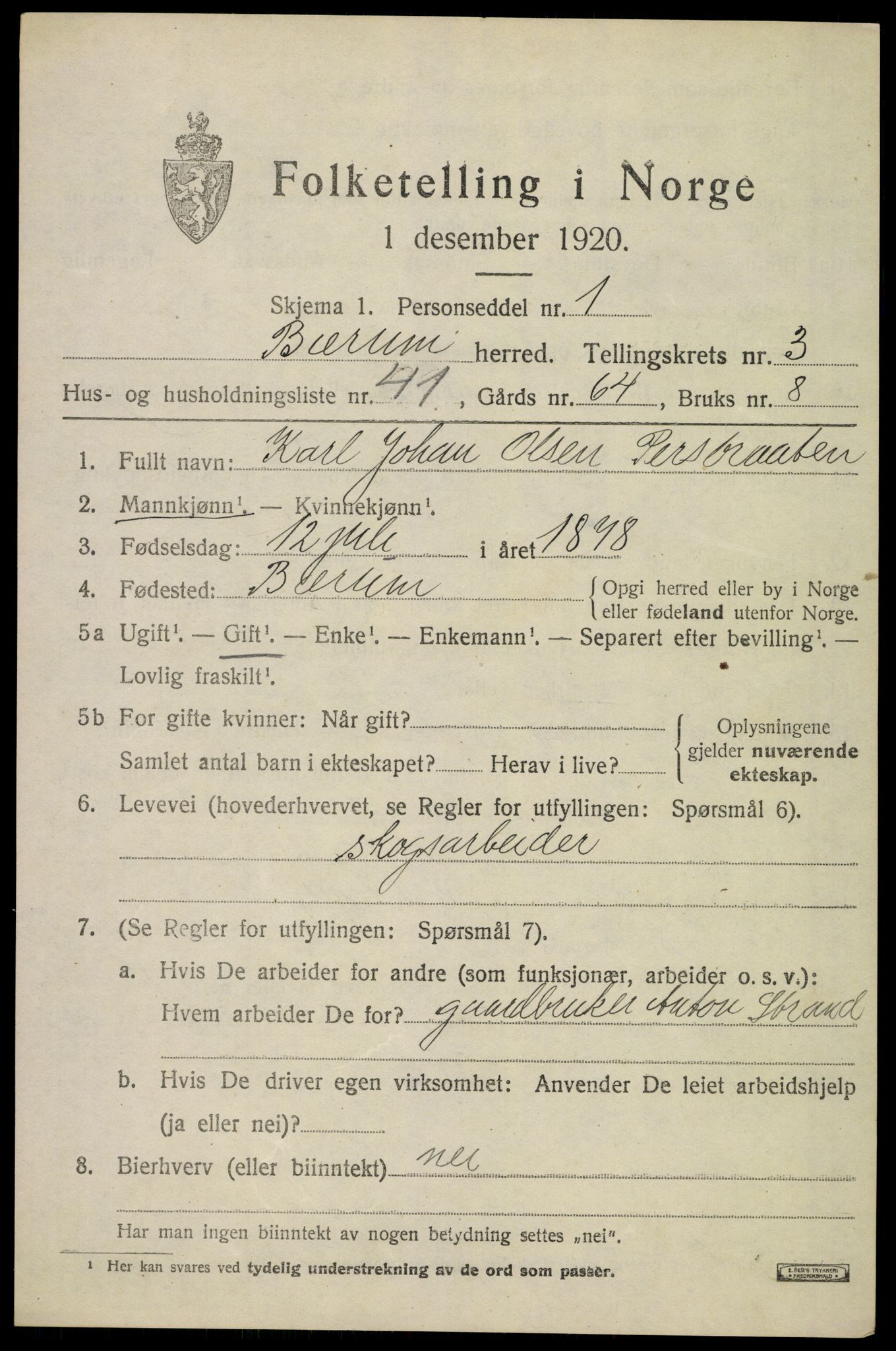 SAO, Folketelling 1920 for 0219 Bærum herred, 1920, s. 7808