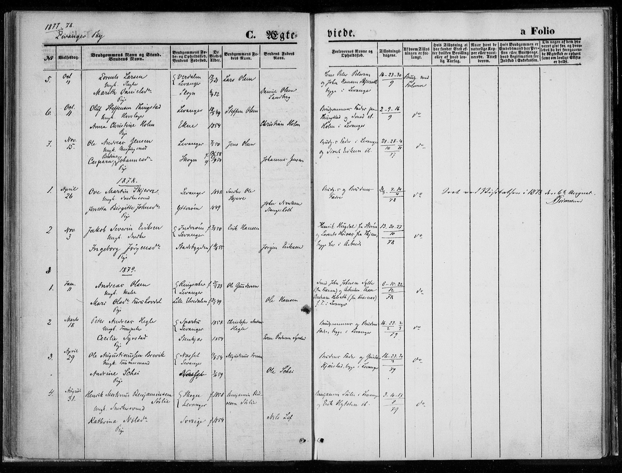 Ministerialprotokoller, klokkerbøker og fødselsregistre - Nord-Trøndelag, SAT/A-1458/720/L0187: Ministerialbok nr. 720A04 /1, 1875-1879