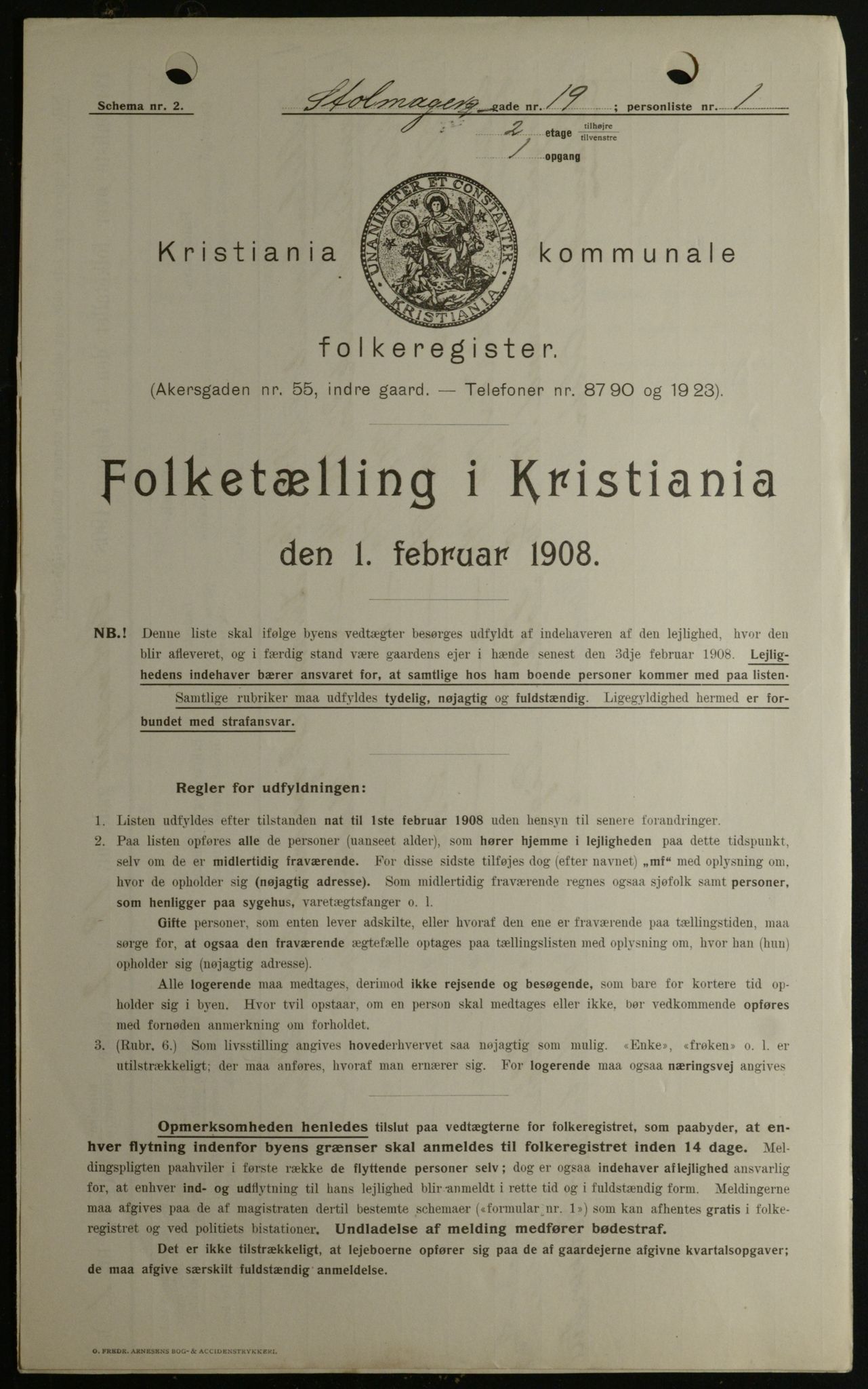 OBA, Kommunal folketelling 1.2.1908 for Kristiania kjøpstad, 1908, s. 92389