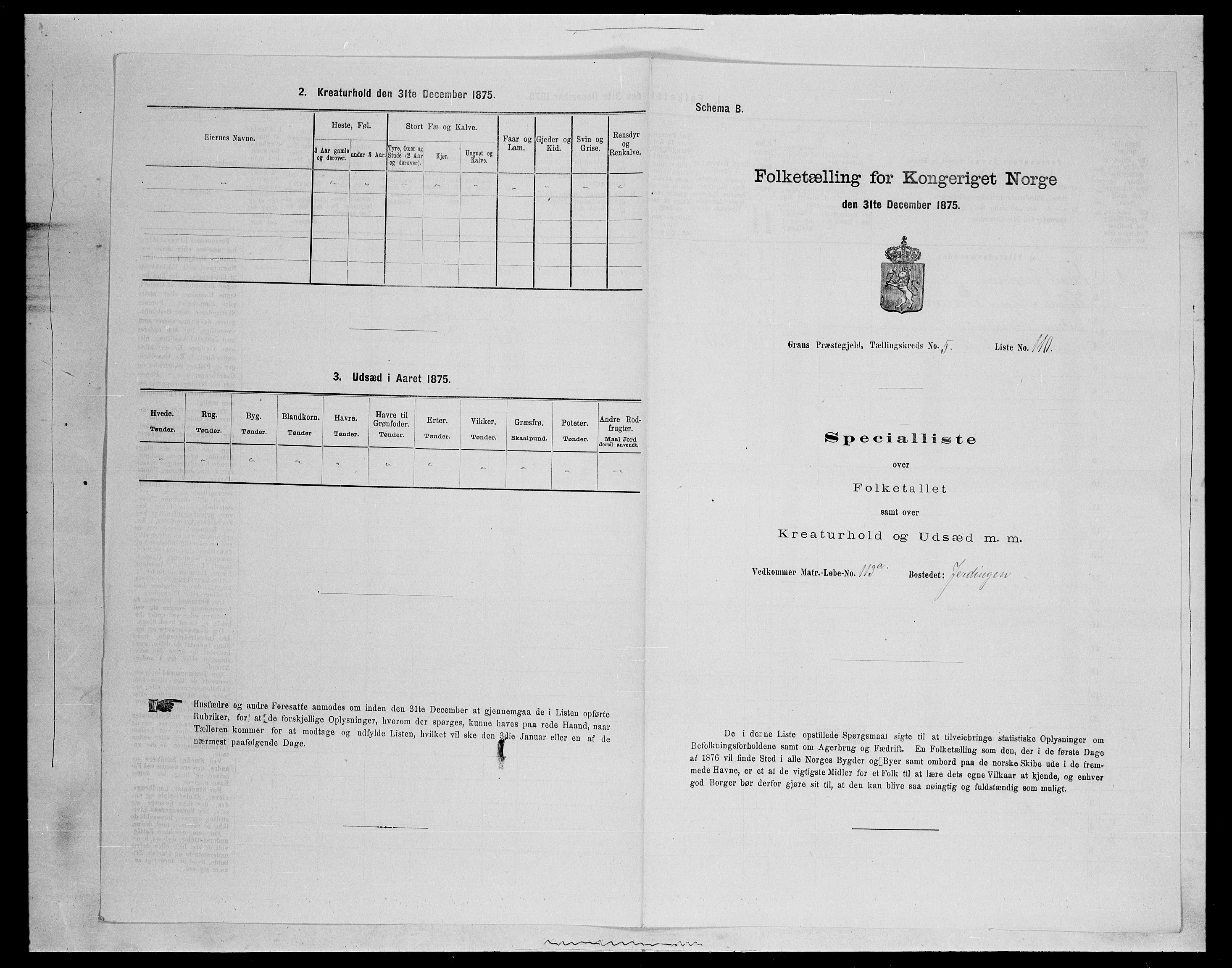 SAH, Folketelling 1875 for 0534P Gran prestegjeld, 1875, s. 984