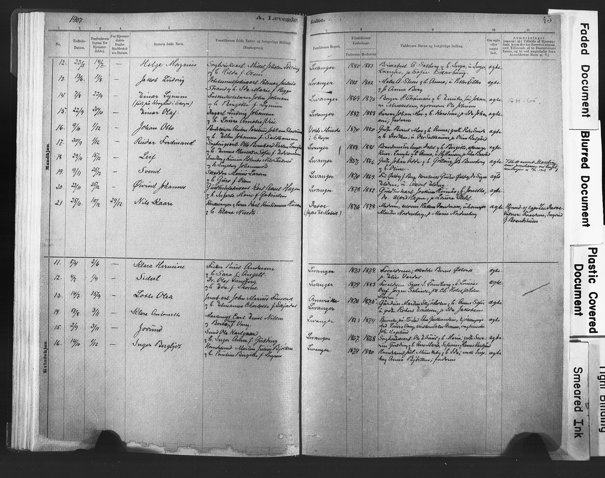 Ministerialprotokoller, klokkerbøker og fødselsregistre - Nord-Trøndelag, SAT/A-1458/720/L0189: Ministerialbok nr. 720A05, 1880-1911, s. 45